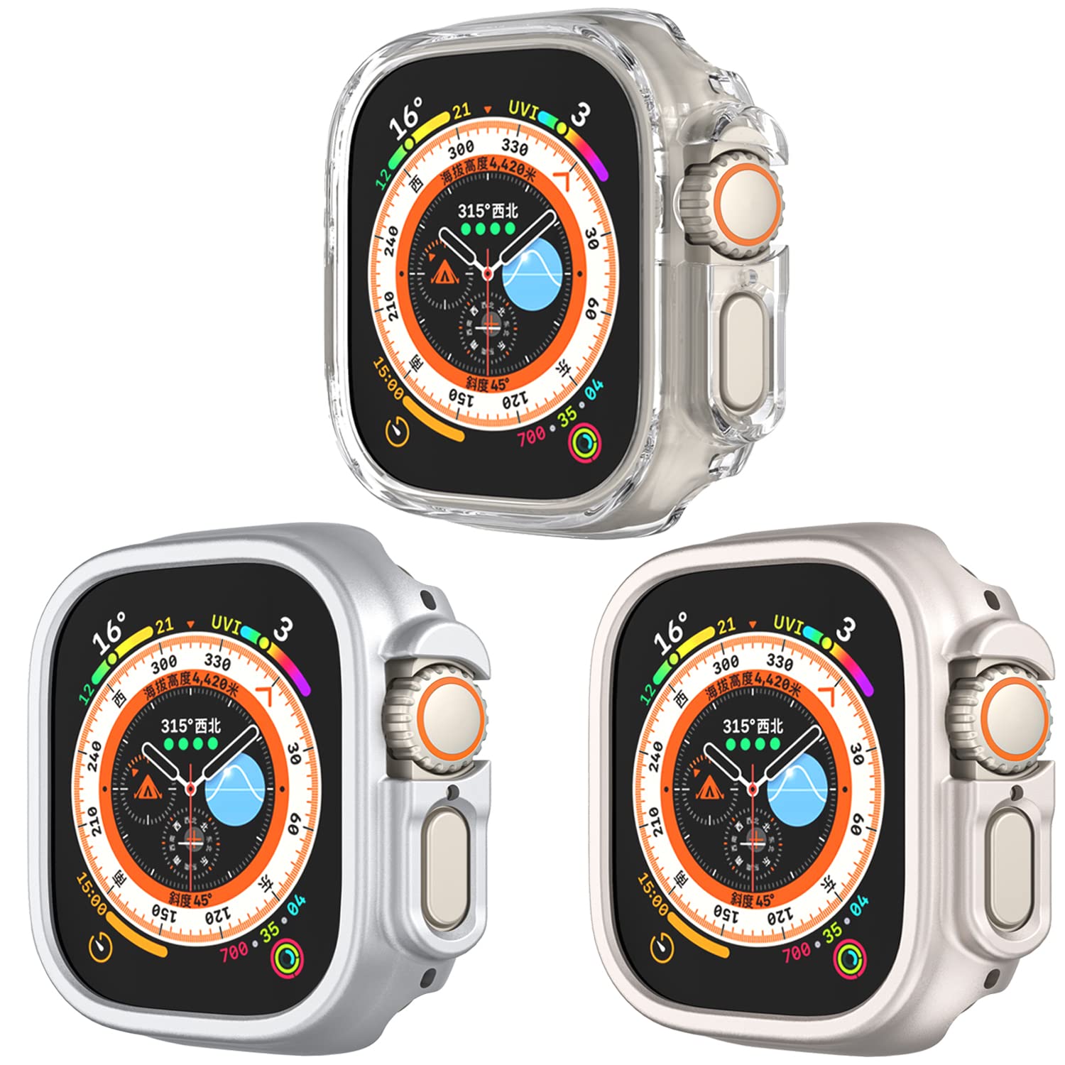 Compatible with Apple Watch Ultra 3 2 1 49mm Hard PC Case Cover - Impact Resistant, Shockproof, All-Around Edge Protective Bumper Cover (3PCS)