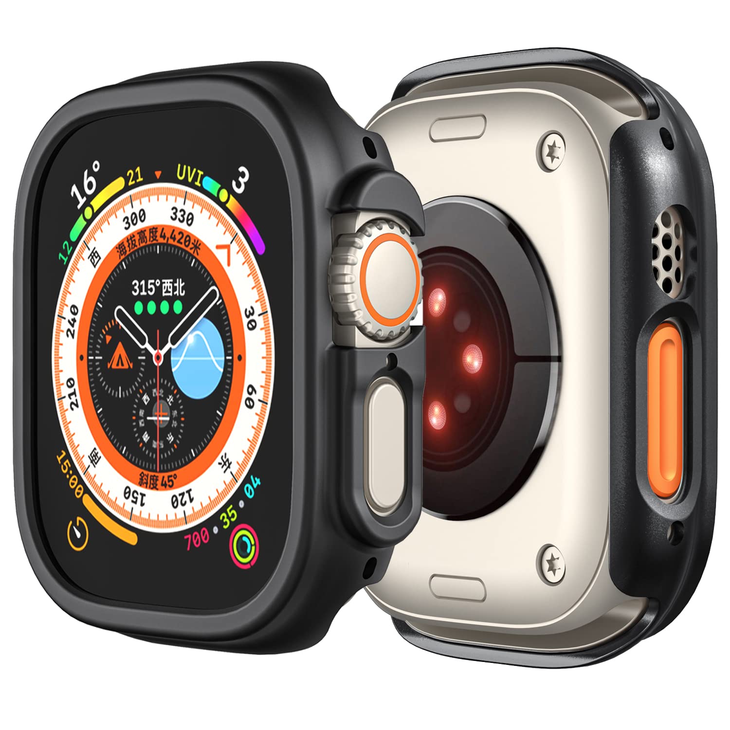 Compatible with Apple Watch Ultra 3 2 1 49mm Hard PC Case Cover - Impact Resistant, Shockproof, All-Around Edge Protective Bumper Cover (Black) - View 4 of 9