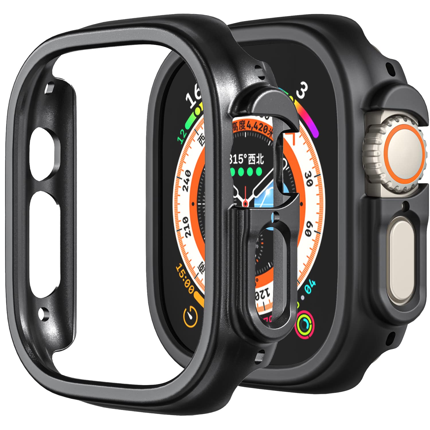 Compatible with Apple Watch Ultra 3 2 1 49mm Hard PC Case Cover - Impact Resistant, Shockproof, All-Around Edge Protective Bumper Cover (2 Black) - View 2 of 9