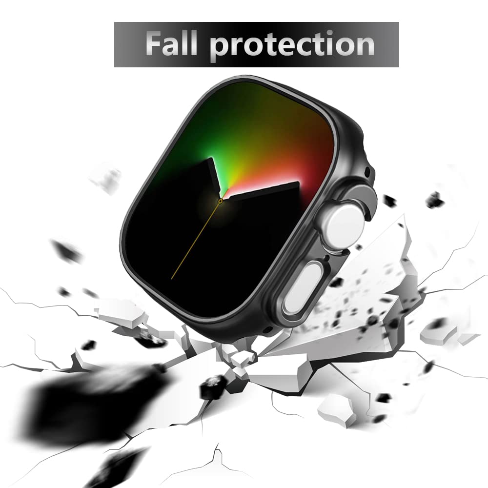 Compatible with Apple Watch Ultra 3 2 1 49mm Hard PC Case Cover - Impact Resistant, Shockproof, All-Around Edge Protective Bumper Cover (2 Black) - View 3 of 9