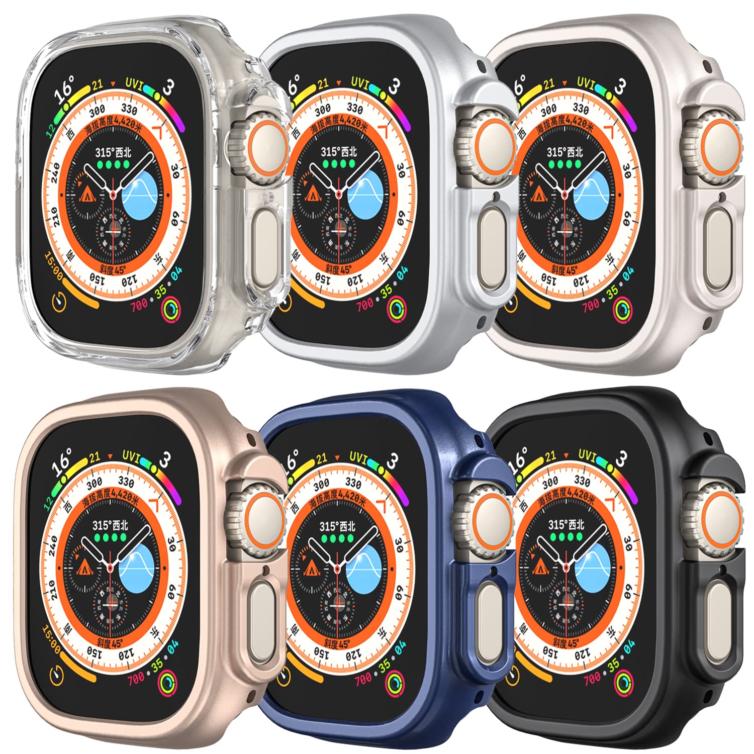 Compatible with Apple Watch Ultra 3 2 1 49mm Hard PC Case Cover - Impact Resistant, Shockproof, All-Around Edge Protective Bumper Cover (6pack)