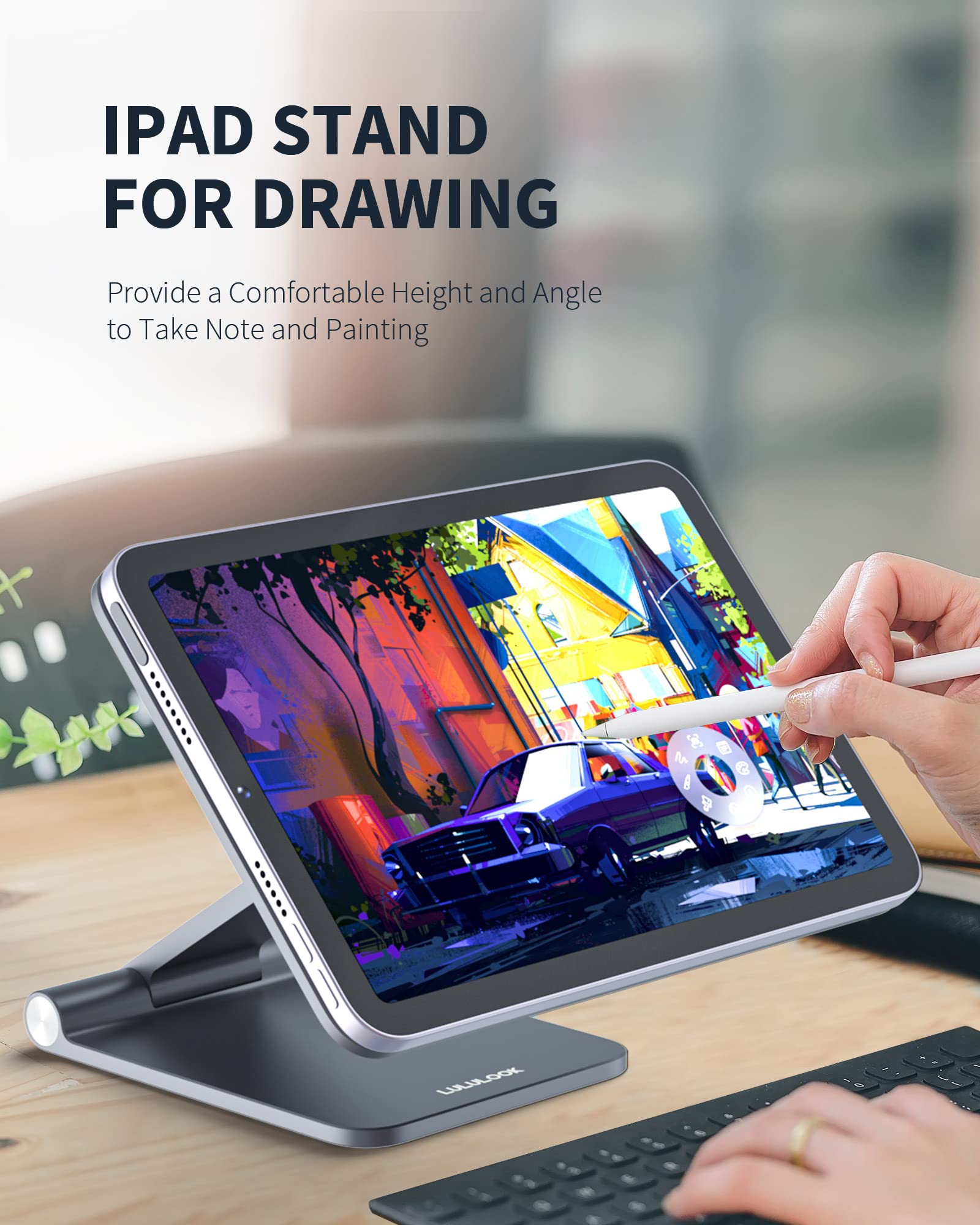 Foldable Magnetic iPad Mini 6 Stand in Gray for Convenient Hands-Free Use and Easy Portability - View 3 of 6