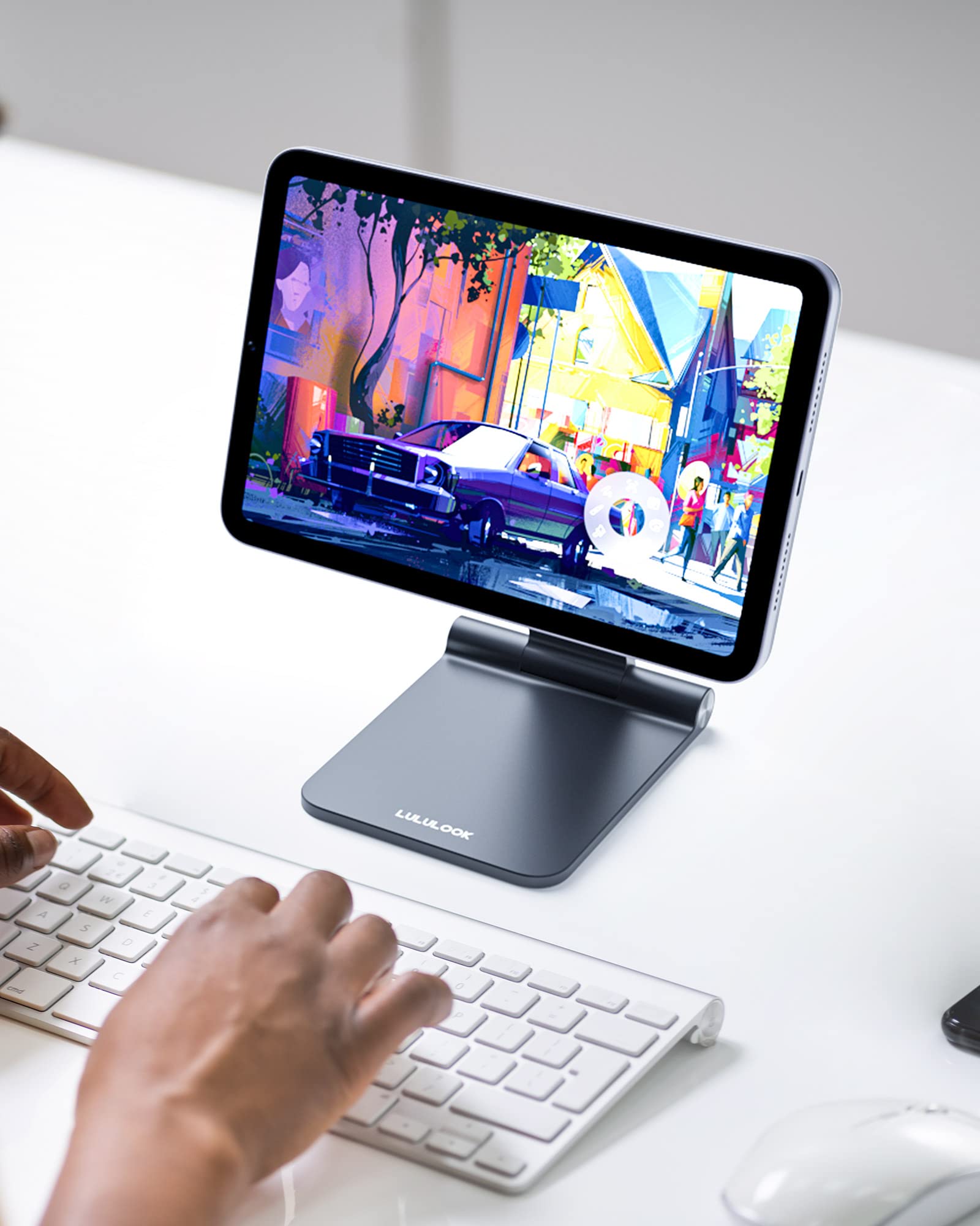 Foldable Magnetic iPad Mini 6 Stand in Gray for Convenient Hands-Free Use and Easy Portability - View 5 of 6