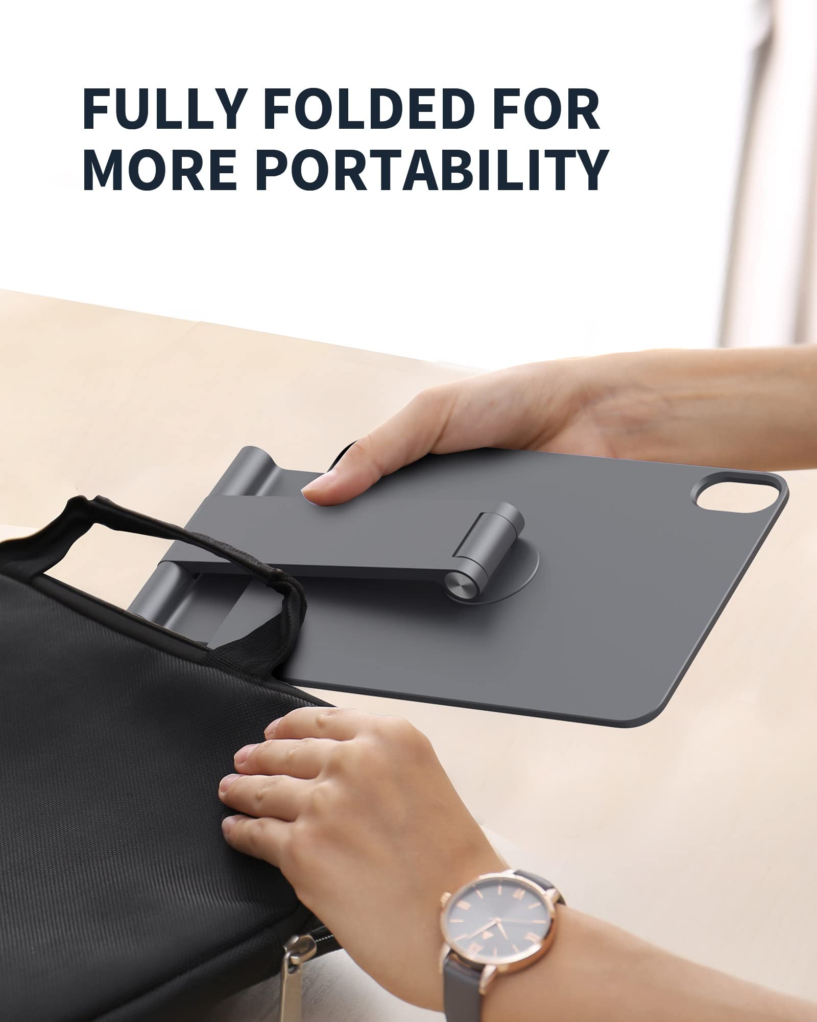 Foldable Magnetic iPad Mini 6 Stand in Gray for Convenient Hands-Free Use and Easy Portability - View 6 of 6
