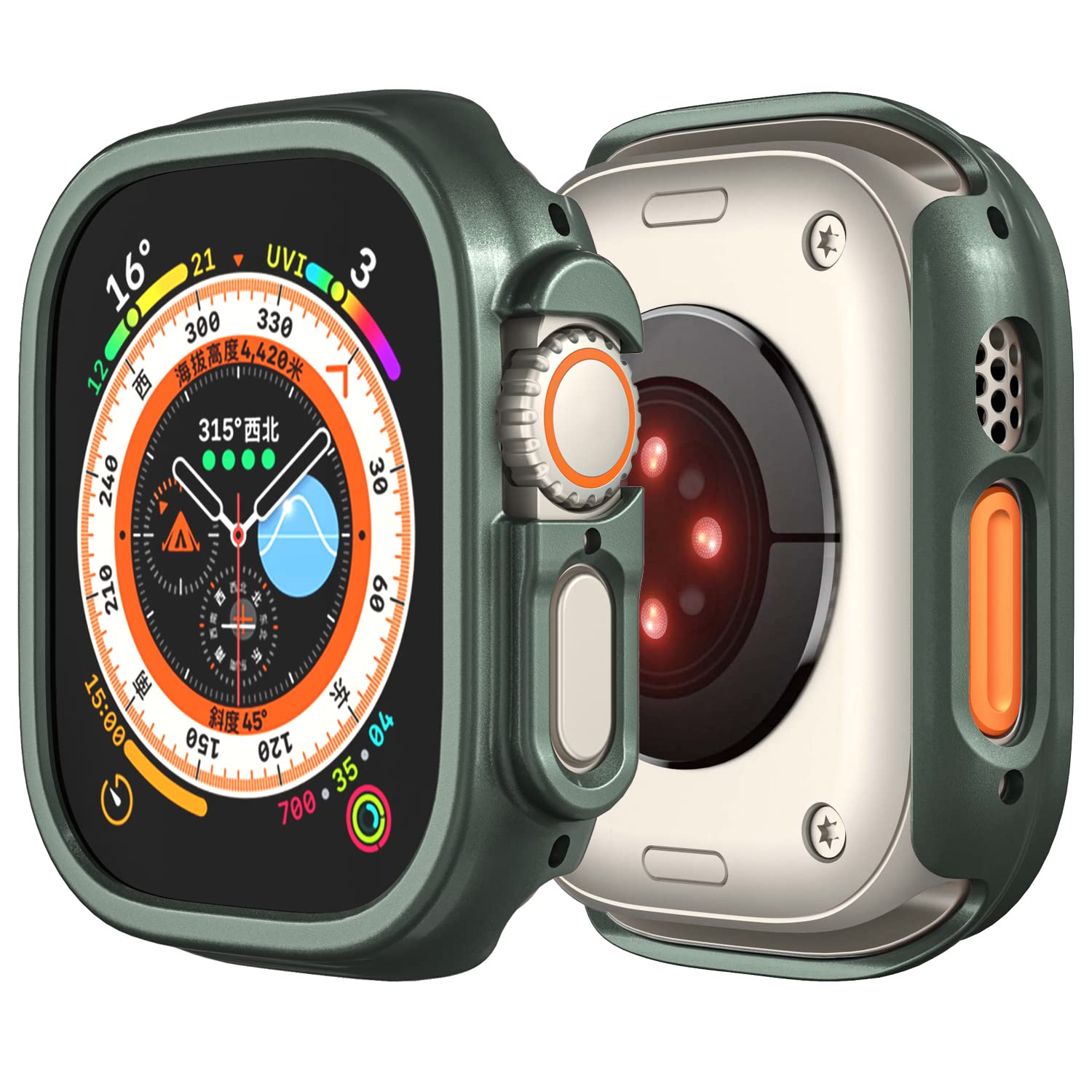 Compatible with Apple Watch Ultra 3 2 1 49mm Hard PC Case Cover - Impact Resistant, Shockproof, All-Around Edge Protective Bumper Cover (Green) - View 2 of 9