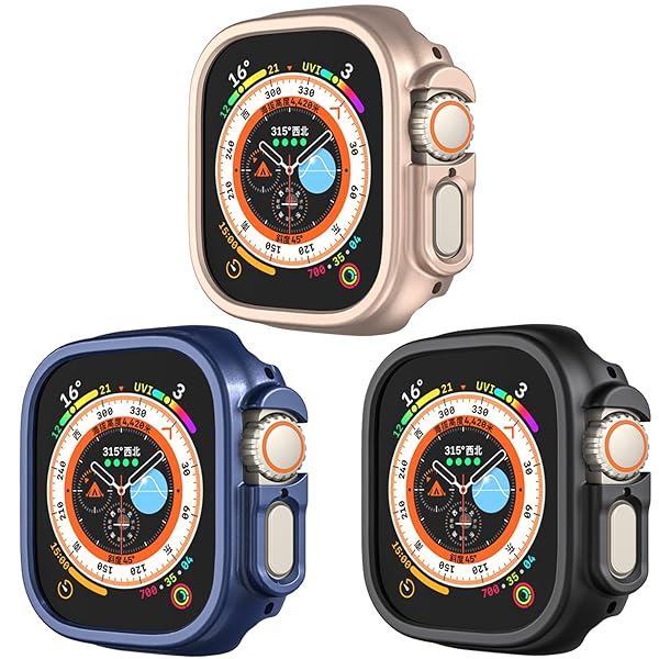 Yrzper Apple Watch Ultra 2 & 49mm Hard PC Case - Shockproof Bumper Cover (3-Pack) for Ultimate Protection