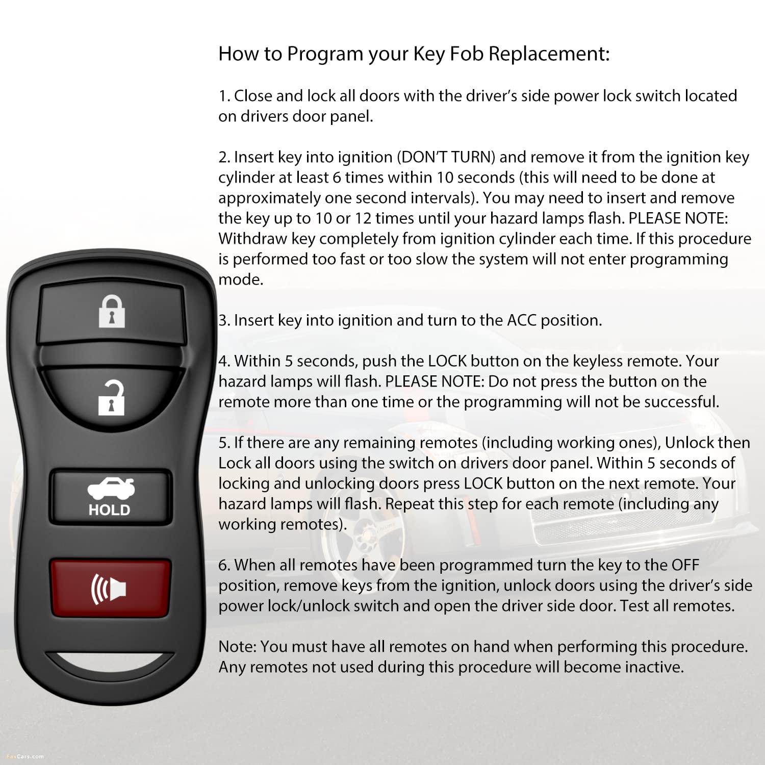 4 Button Car Keyless Entry Remote Key Fob Fits for Nissan 350Z Altima Armada Maxima Murano Pathfinder Sentra Versa Quest Infiniti QX56 EX35 FX35 FX45 - View 7 of 7