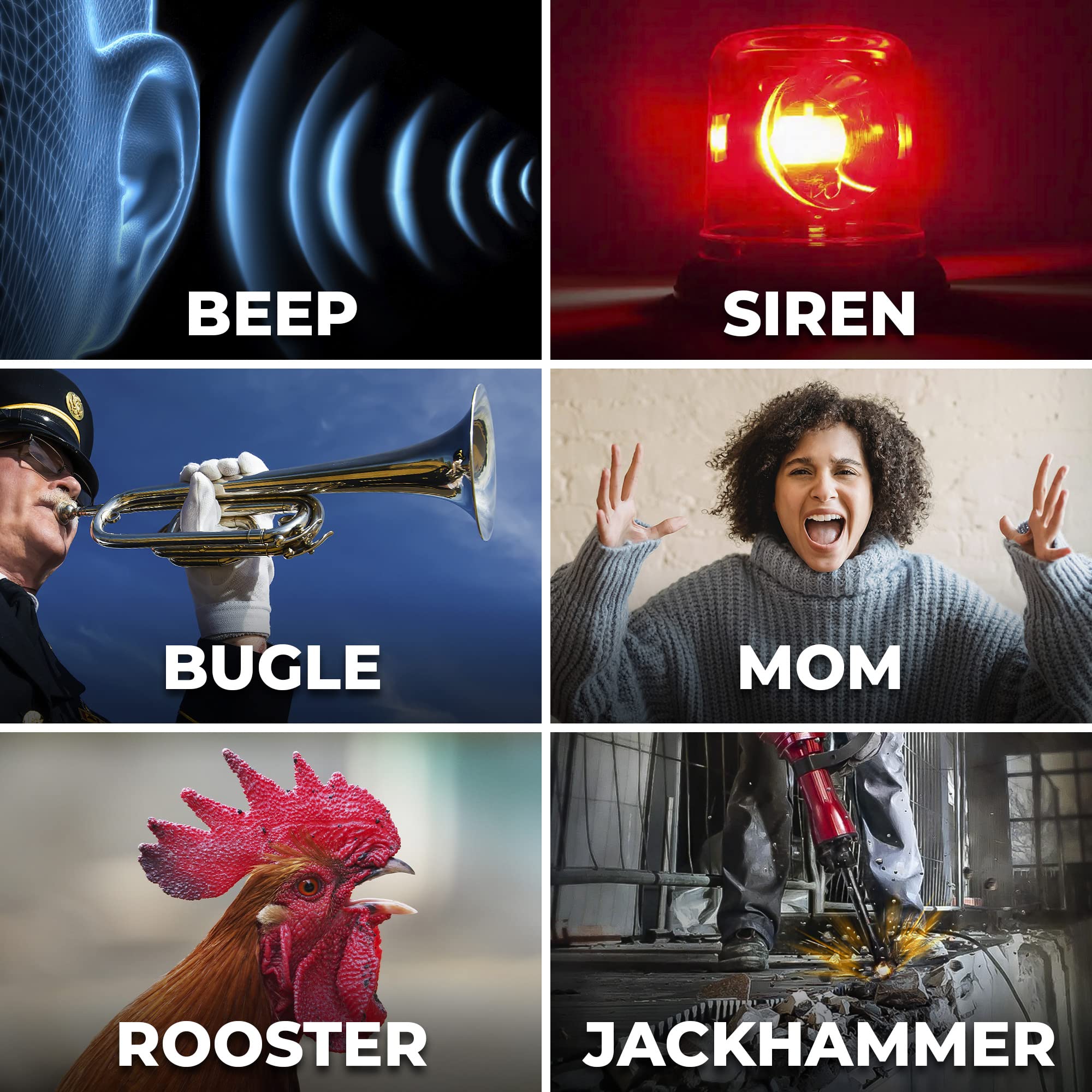 Sharp Big Bang Super Loud Alarm Clock for Heavy Sleepers with 6 Loud Sounds and 115db Volume in Silver Black with White LED Display - View 4 of 7