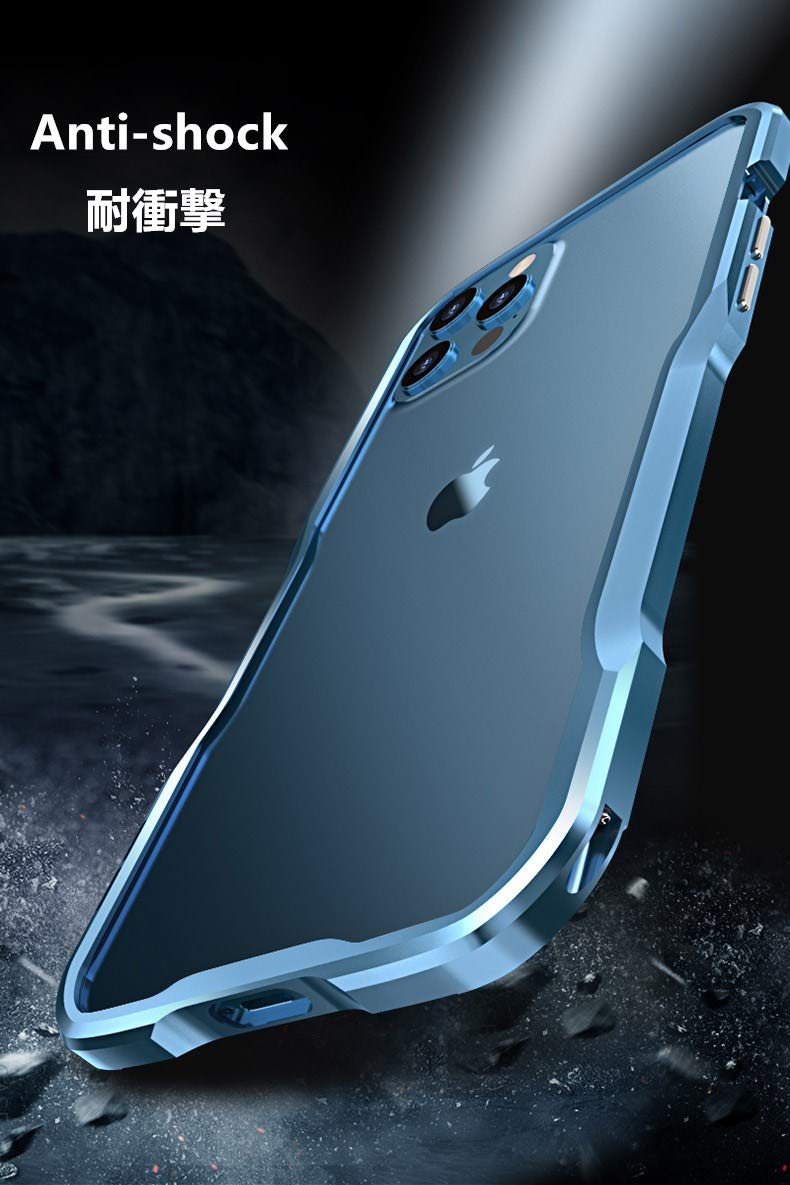 HENGHUI HENGHUI iPhone 14 Pro Aluminum Bumper Case Slim Shock Absorbent Metal Frame Light Blue Cool Design - View 4 of 7