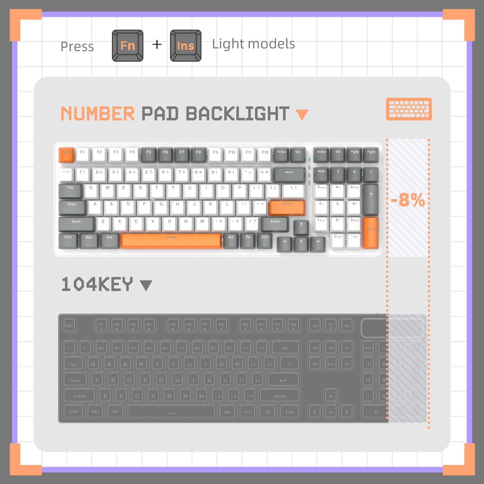 ZIYOU LANG K3 Mechanical Wired Gaming Keyboard,LED Rainbow Backlit Linear Red Switch 100 Keys Full Anti-ghosting,Ergonomic Durable ABS Mixed Color - View 7 of 9