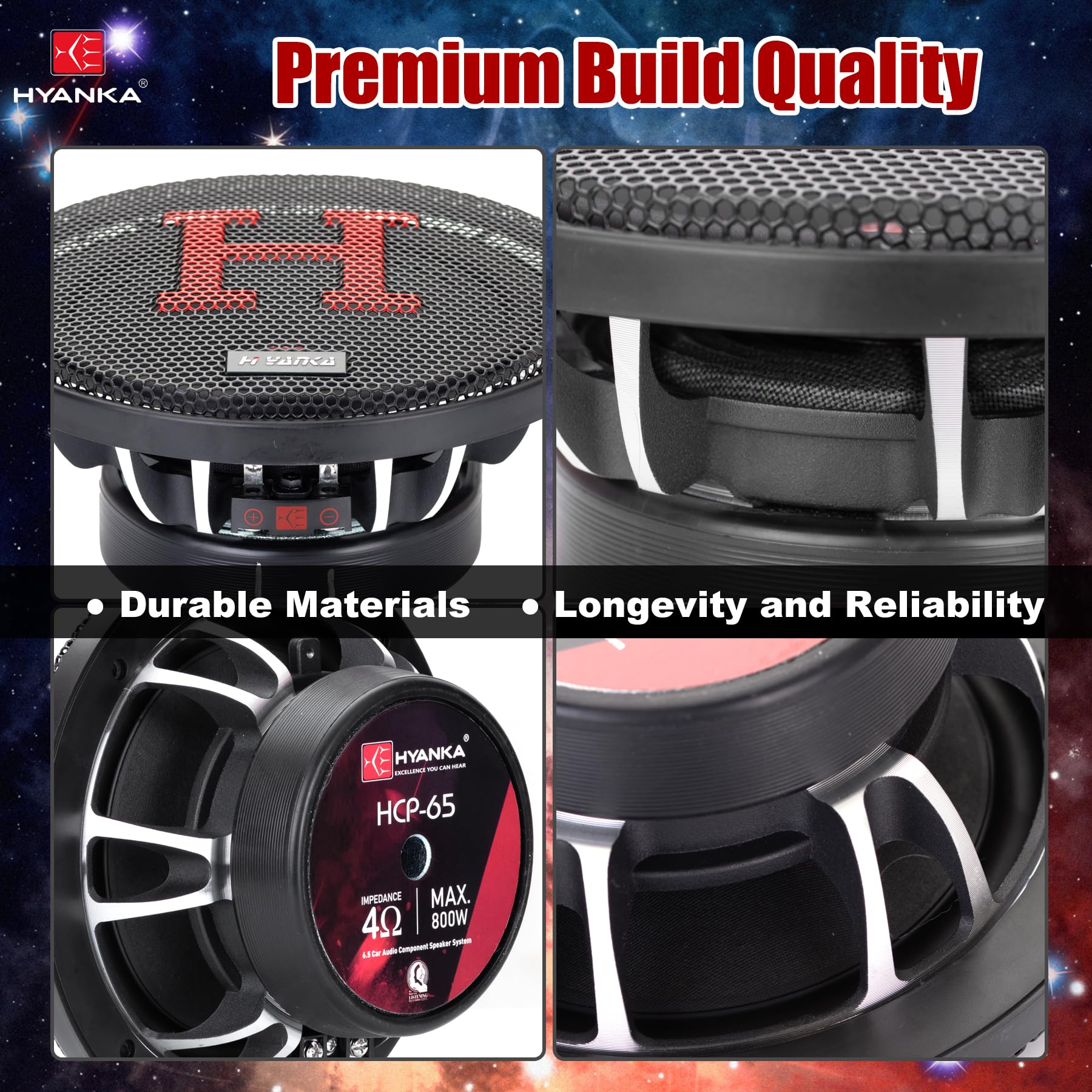 HYANKA 6.5 Inch Car Audio Component Speaker System for Superior Sound Quality and Performance - View 3 of 6