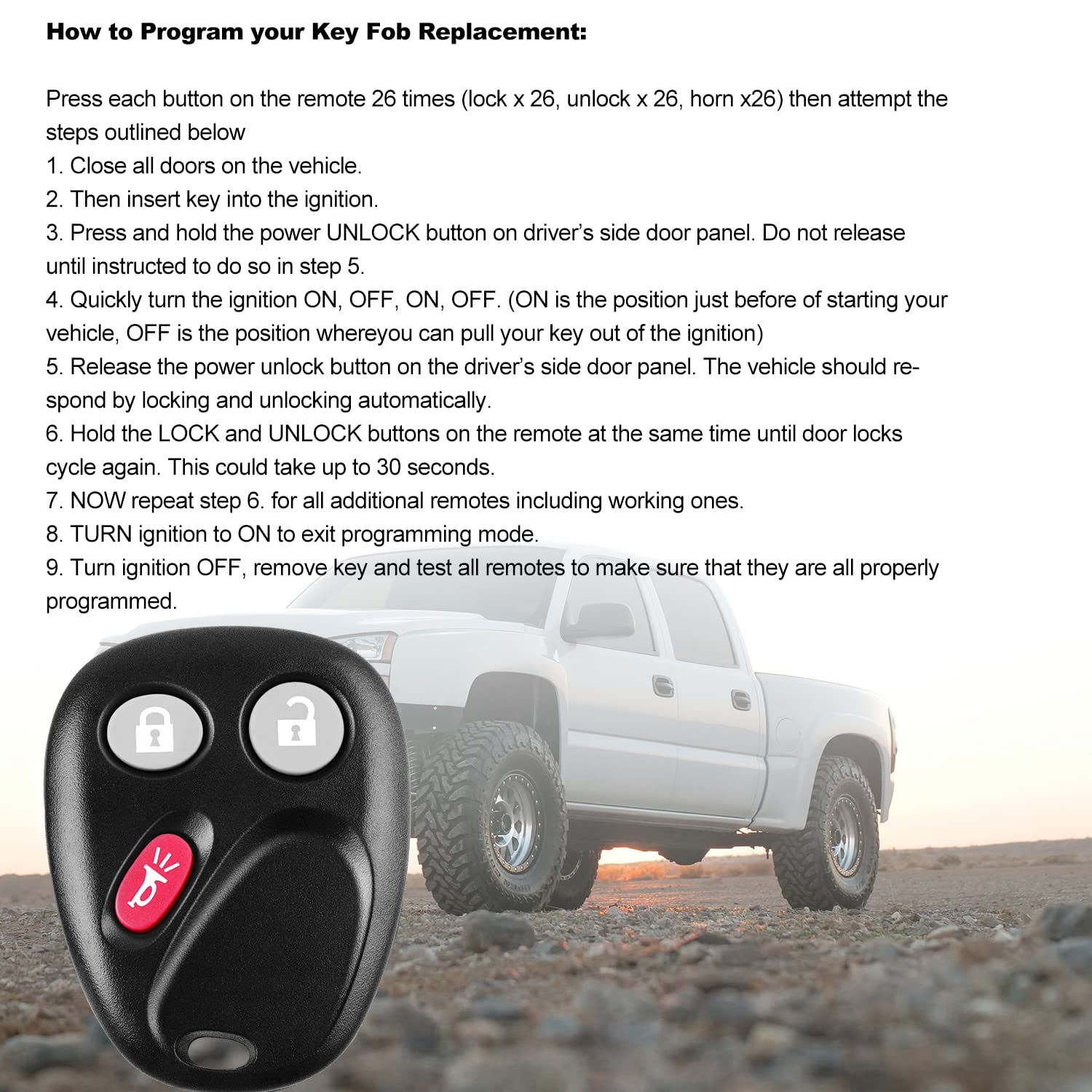 Car Key Keyless Entry Replacement fits for 2003 2004 2005 2006 2007 Cadillac Escalade Chevy Avalanche Silverado Suburban Tahoe and GMC Sierra Yukon - View 5 of 7