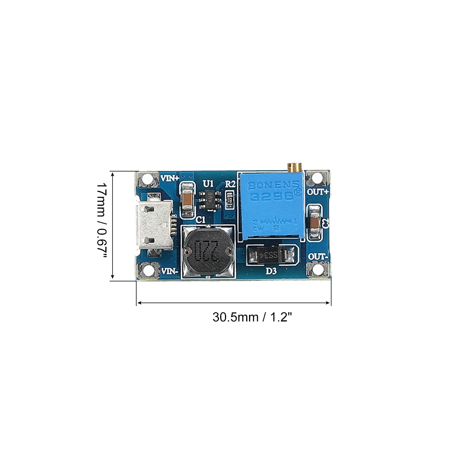 MECCANIXITY DC-DC Boost Converter Adjustable Power Supply Module 2-24V Input 5-28V Output Micro USB Connector 10pcs - View 2 of 4