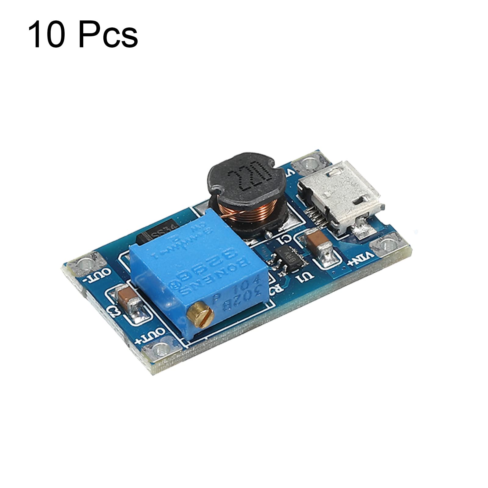 MECCANIXITY DC-DC Boost Converter Adjustable Power Supply Module 2-24V Input 5-28V Output Micro USB Connector 10pcs - View 3 of 4