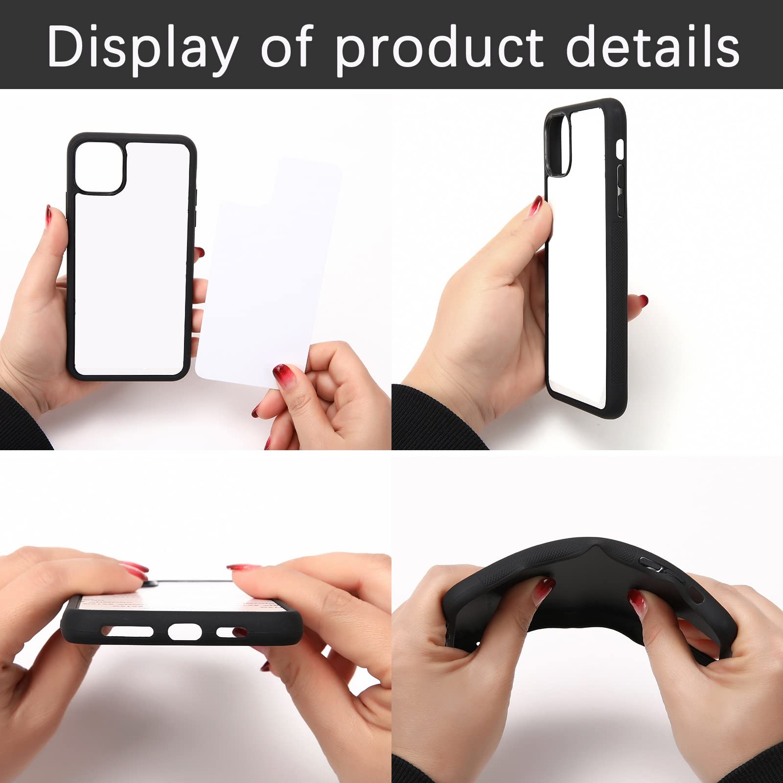 5PCS Sublimation Phone Case Blanks for iPhone 14 Easy DIY Soft Anti Slip Covers Bulk Black - View 4 of 5