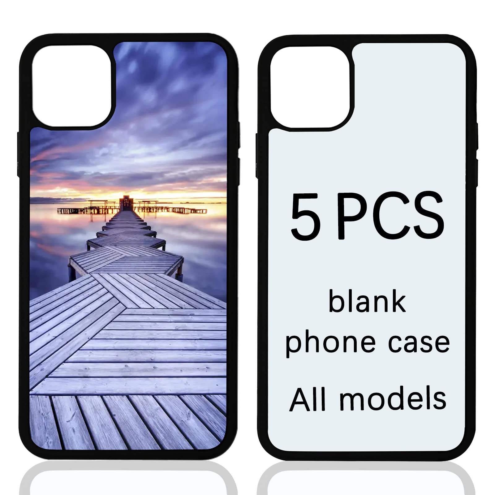 5PCS Sublimation Phone Case Blanks for iPhone 14 Easy DIY Soft Anti Slip Covers Bulk Black