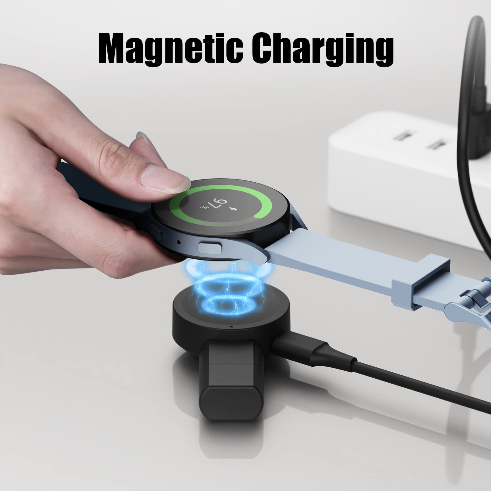 Portable Watch Charger for Galaxy Watch 7 6 6 Classic 5, Rotatable USB Travel Charging Dock Compatible with Galaxy 4 Classic 3 and Active 2 - View 5 of 8