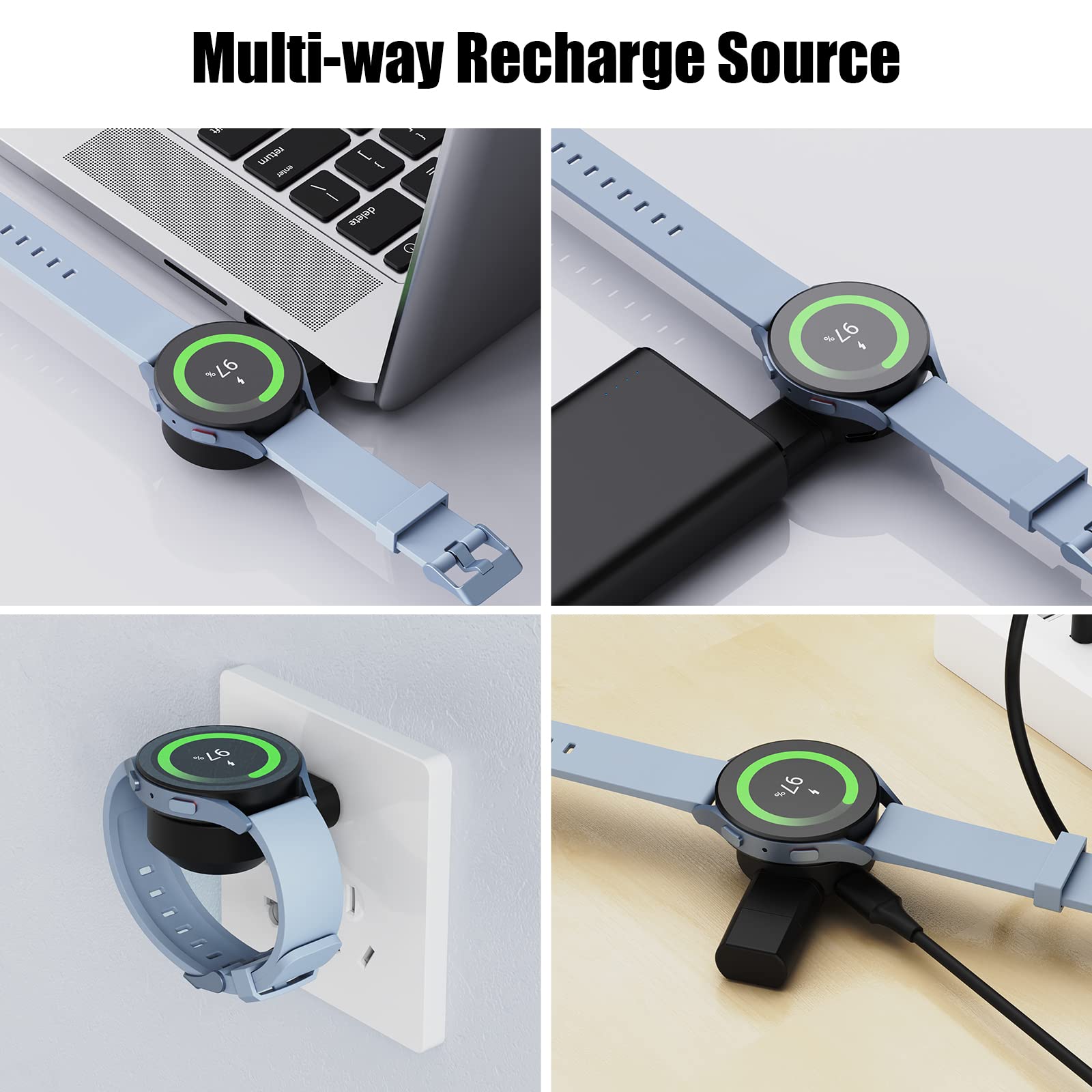 Portable Watch Charger for Galaxy Watch 7 6 6 Classic 5, Rotatable USB Travel Charging Dock Compatible with Galaxy 4 Classic 3 and Active 2 - View 6 of 8