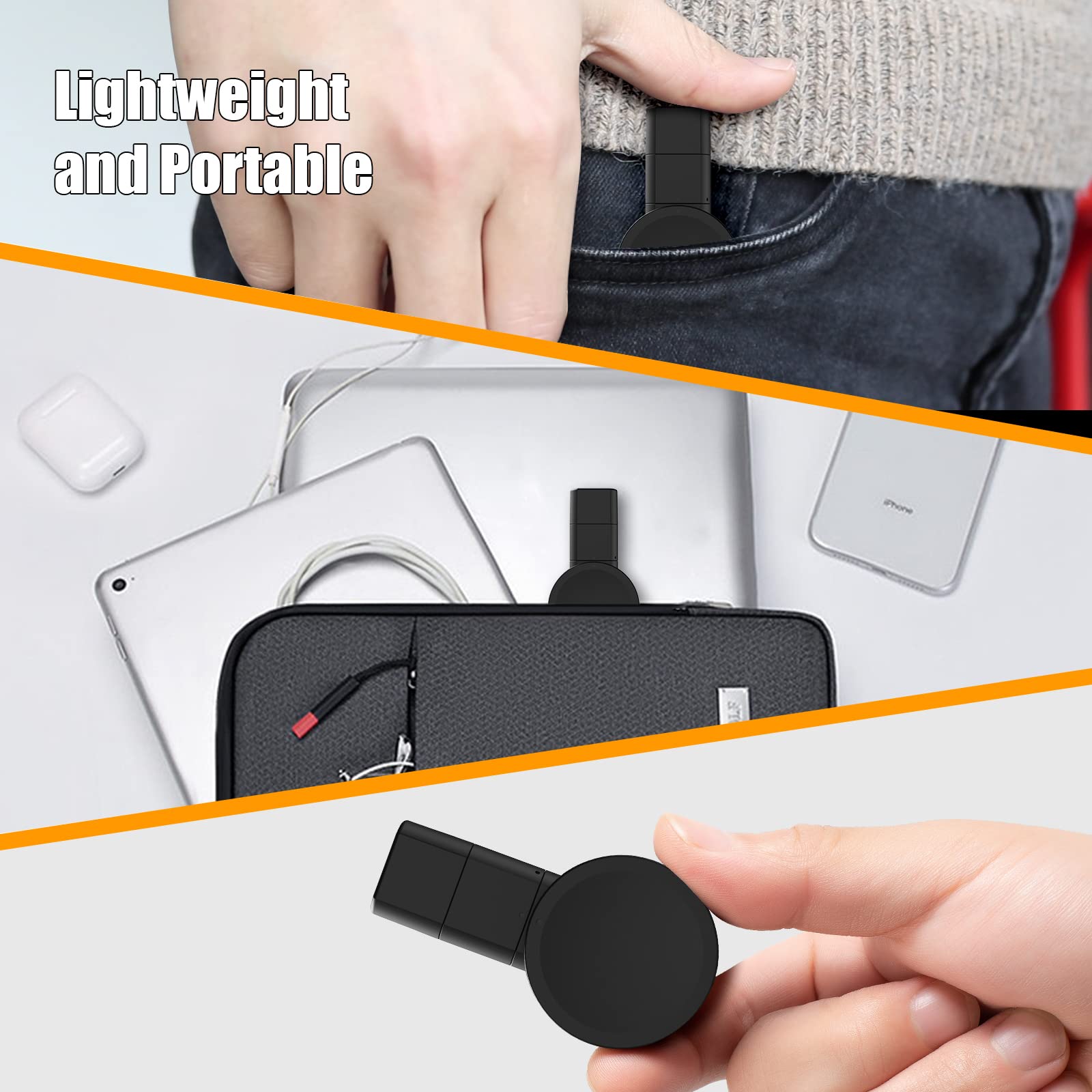 Portable Watch Charger for Galaxy Watch 7 6 6 Classic 5, Rotatable USB Travel Charging Dock Compatible with Galaxy 4 Classic 3 and Active 2 - View 7 of 8