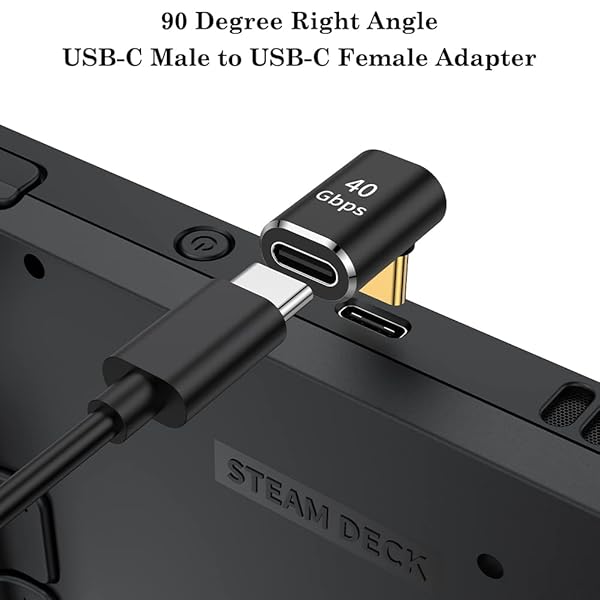 AuviPal AuviPal 90 Degree USB C Adapter 4 Pack Right Angle Connector for Steam Deck ROG Ally MacBook Tablet Phone Black - View 3 of 8
