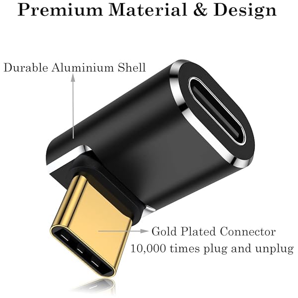 AuviPal AuviPal 90 Degree USB C Adapter 4 Pack Right Angle Connector for Steam Deck ROG Ally MacBook Tablet Phone Black - View 6 of 8