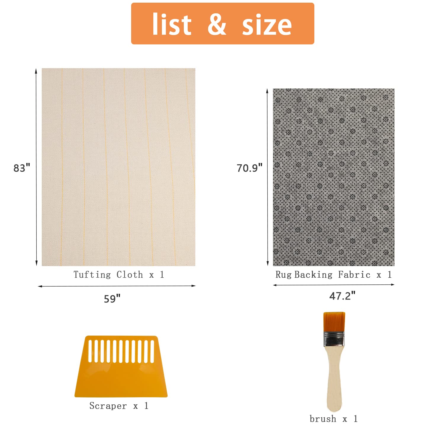 Yoquare Large Tufting Cloth Kit 83x59 with Marked Lines and Non-Slip Rug Backing Fabric for Rug Making Supplies and Tufting Projects - View 2 of 7