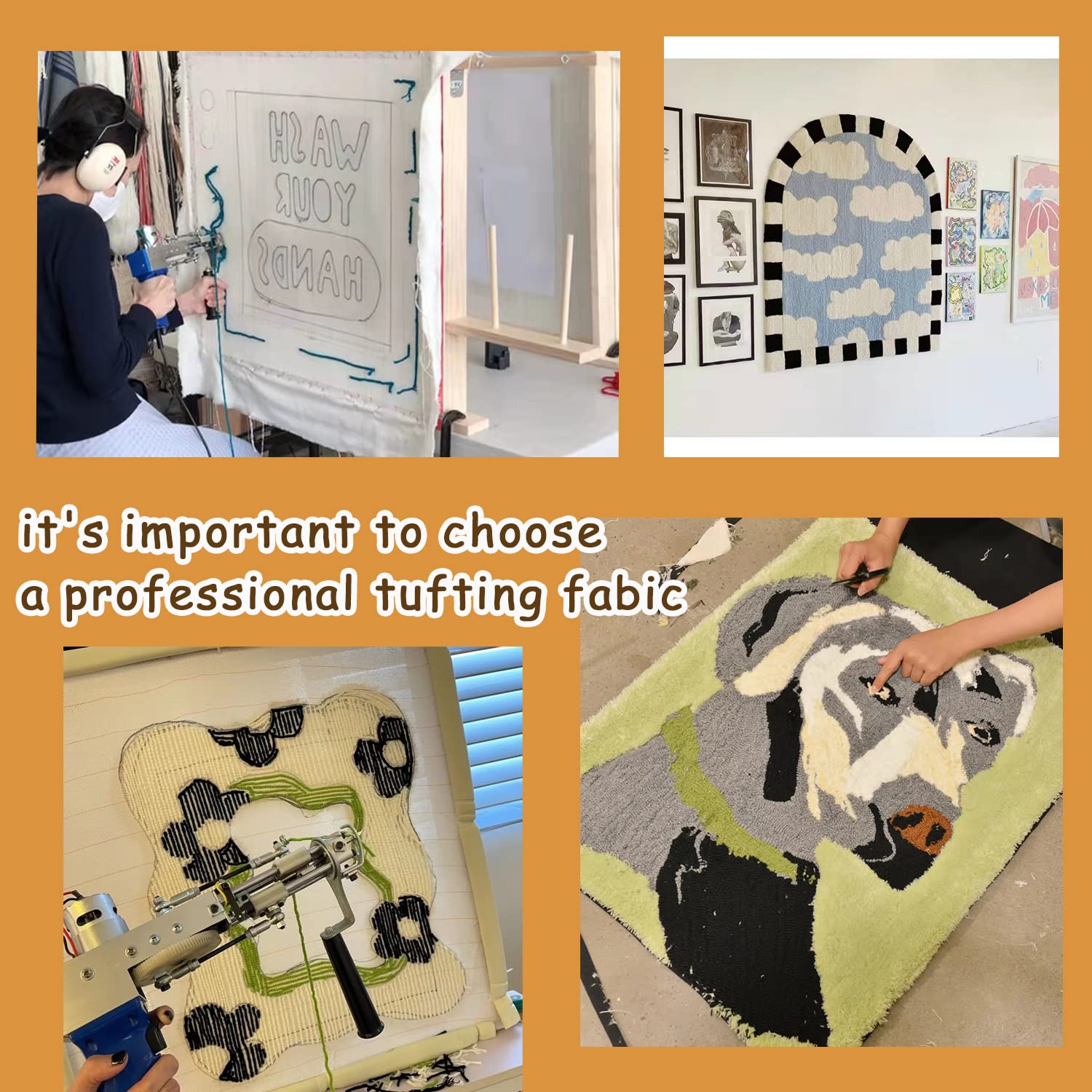 Yoquare Large Tufting Cloth Kit 83x59 with Marked Lines and Non-Slip Rug Backing Fabric for Rug Making Supplies and Tufting Projects - View 6 of 7