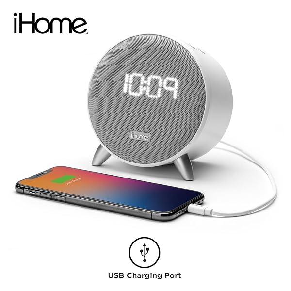 iHome iHome Bluetooth Alarm Clock with USB Charger & Dimmable Display - Perfect for Bedroom, Home Office & Dorm Room - View 3 of 7