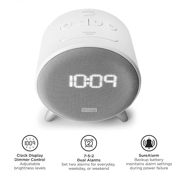 iHome iHome Bluetooth Alarm Clock with USB Charger & Dimmable Display - Perfect for Bedroom, Home Office & Dorm Room - View 4 of 7