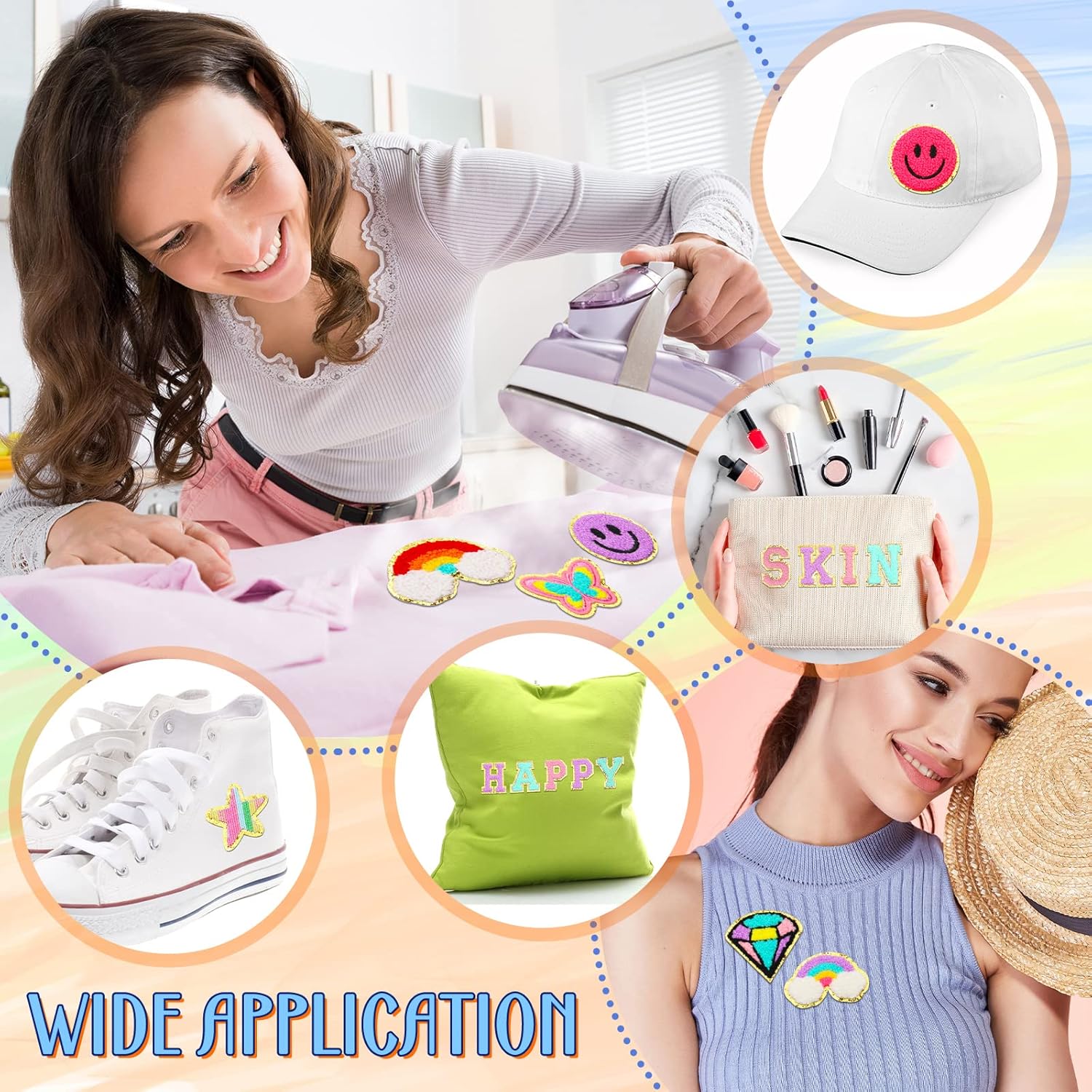 Yilloog Yilloog 120 Pcs Chenille Letter Patches Iron on Embroidered Stickers for DIY Clothing Hats Jackets Jeans in Pink Purple Blue - View 4 of 6