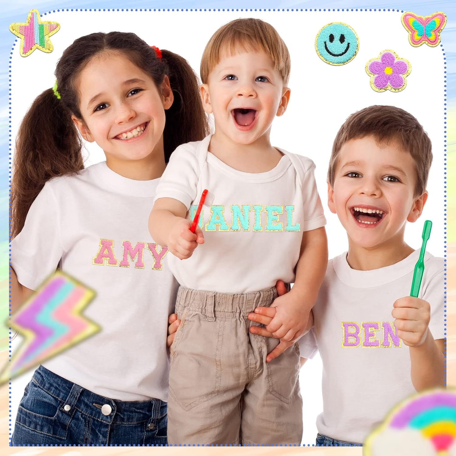 Yilloog Yilloog 120 Pcs Chenille Letter Patches Iron on Embroidered Stickers for DIY Clothing Hats Jackets Jeans in Pink Purple Blue - View 5 of 6