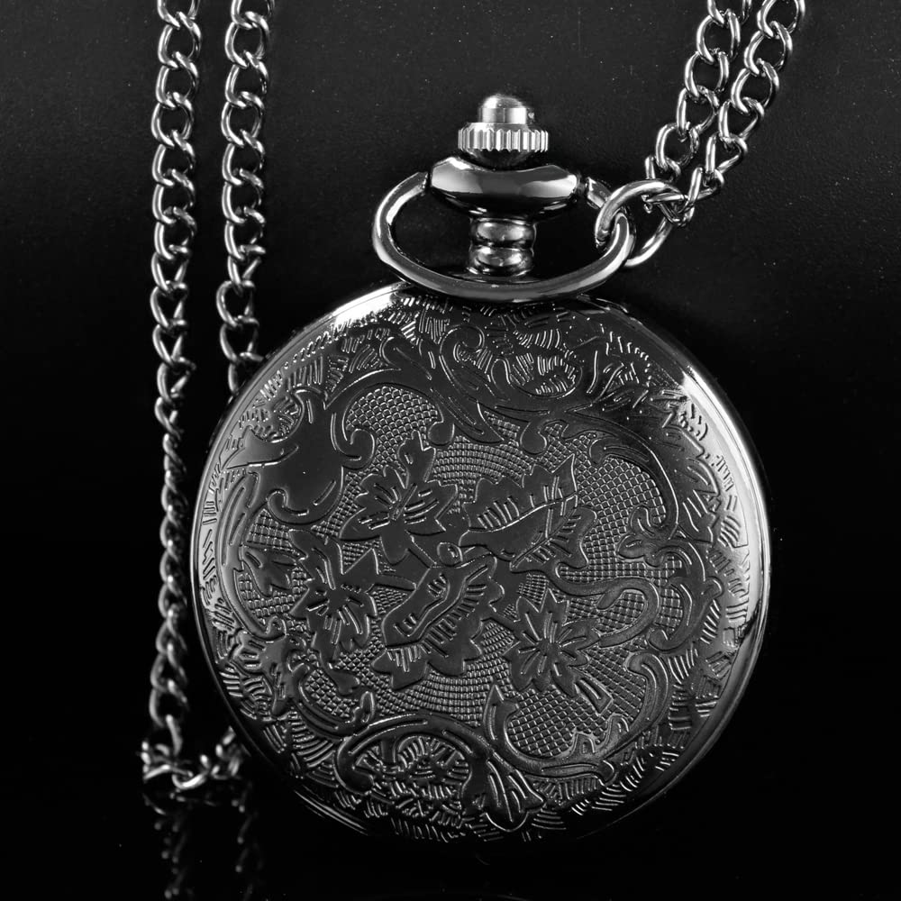 Tiong Tiong Roman Numerals Scale Pocket Watch Blue Starry Night Moon Dial for Men Perfect Gift for Christmas Graduation and Father's Day - View 6 of 7