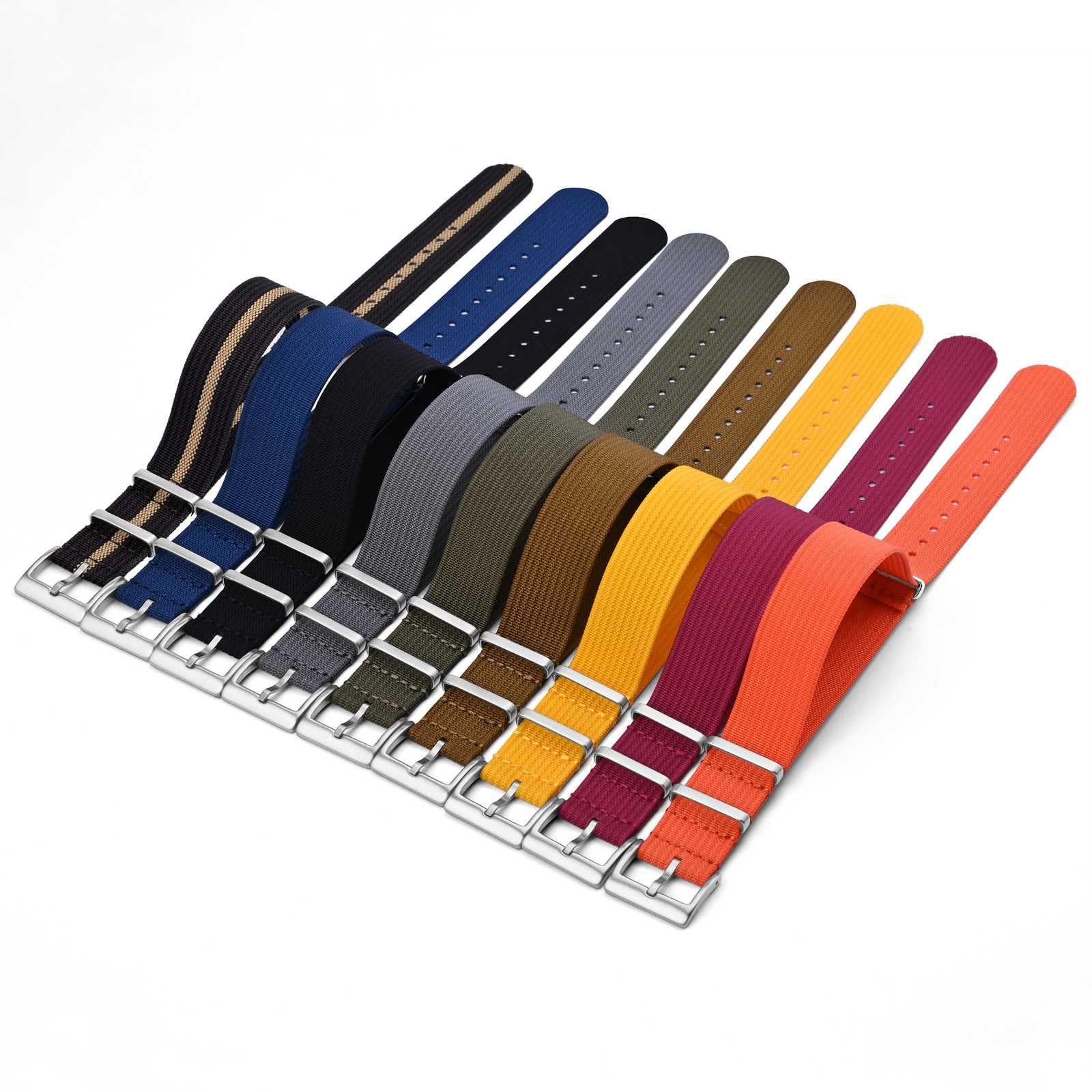 ANNEFIT ANNEFIT 20mm Nylon Watch Band One-Piece Waterproof Military Strap with Heavy Black Buckle in Army Green - View 7 of 8