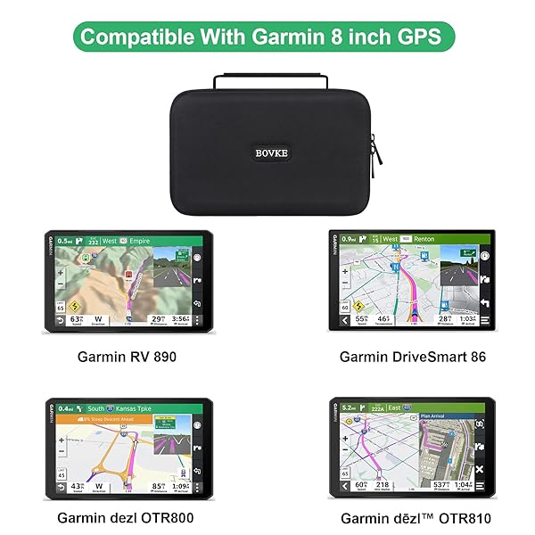 BOVKE BOVKE Hard GPS Case for 8 Inch Garmin dezl OTR800 d?zl OTR810 DriveSmart 86 RV 890 Navigator with Extra Space for Charger and Accessories Black - View 4 of 10