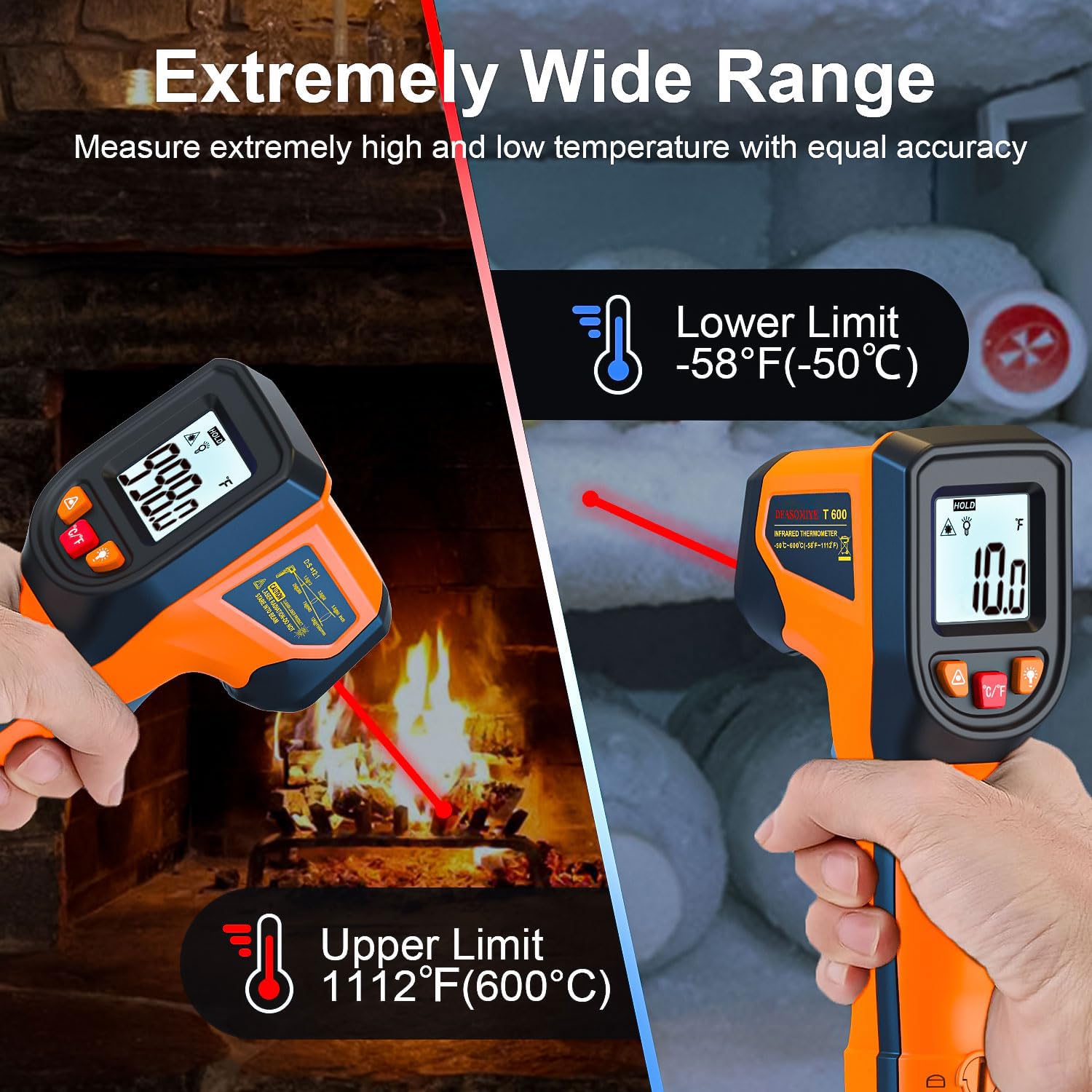 DEASOMIYE Upgrade 2023 Laser Infrared Thermometer Non-Contact Digital Temperature Gun for Industrial Kitchen Automotive HVAC Temperature Measurement - View 2 of 7