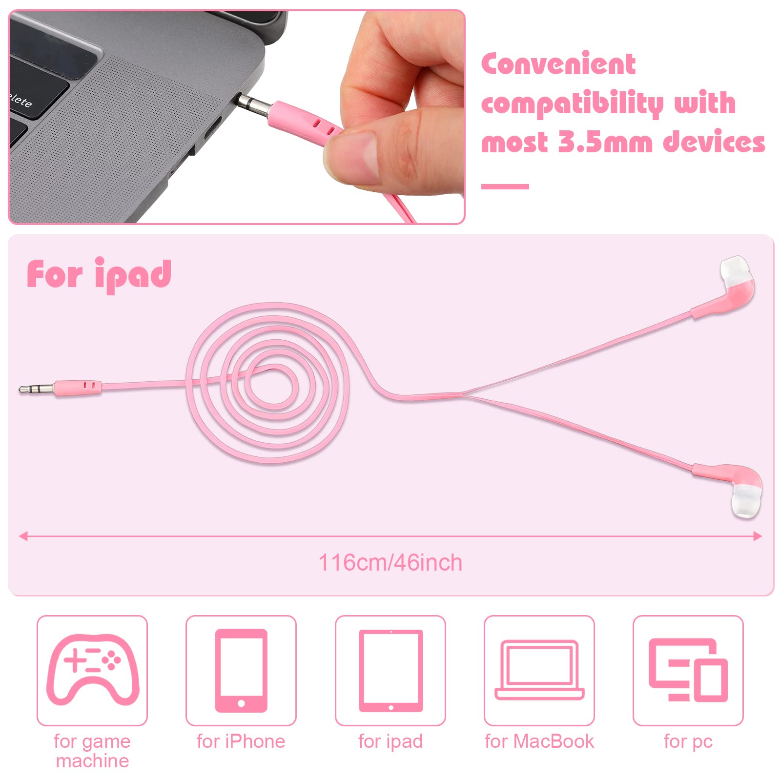 Kigeli Students Earbuds Bulk 100 Pack Earphones in-Ear Headphones for Classroom School Libraries Students Teens Compatible with Most 3.5 mm - View 2 of 7