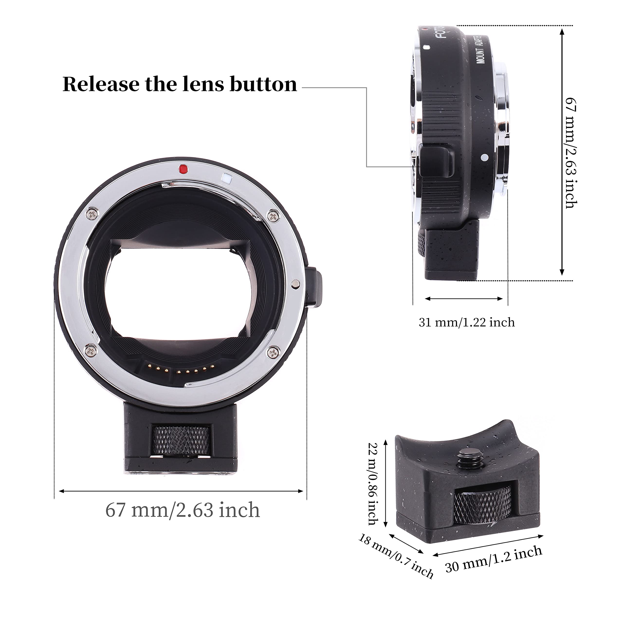 Fotga Autofocus Lens Mount Adapter for Canon EF EF-S to Sony E Mount NEX-7 A1 A7C A7 A7R A7S II III IV A9 DSLR Camera - View 4 of 9