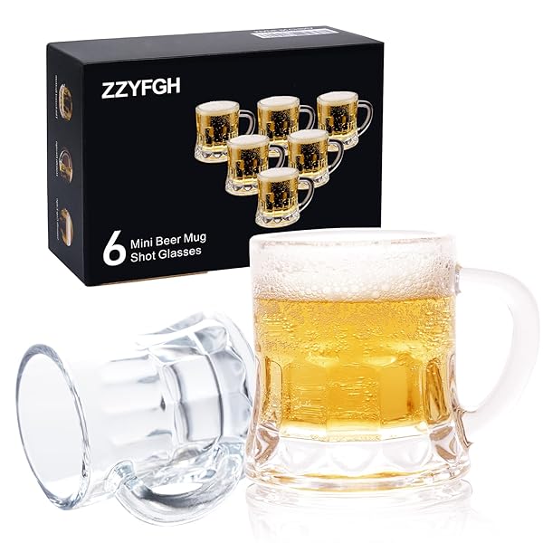 ZZYFGH ZZYFGH 6 Pack Mini Beer Shot Glasses - Perfect Gift for Father's Day, Birthdays & Parties | 1.8 oz Clear Mugs with Handle