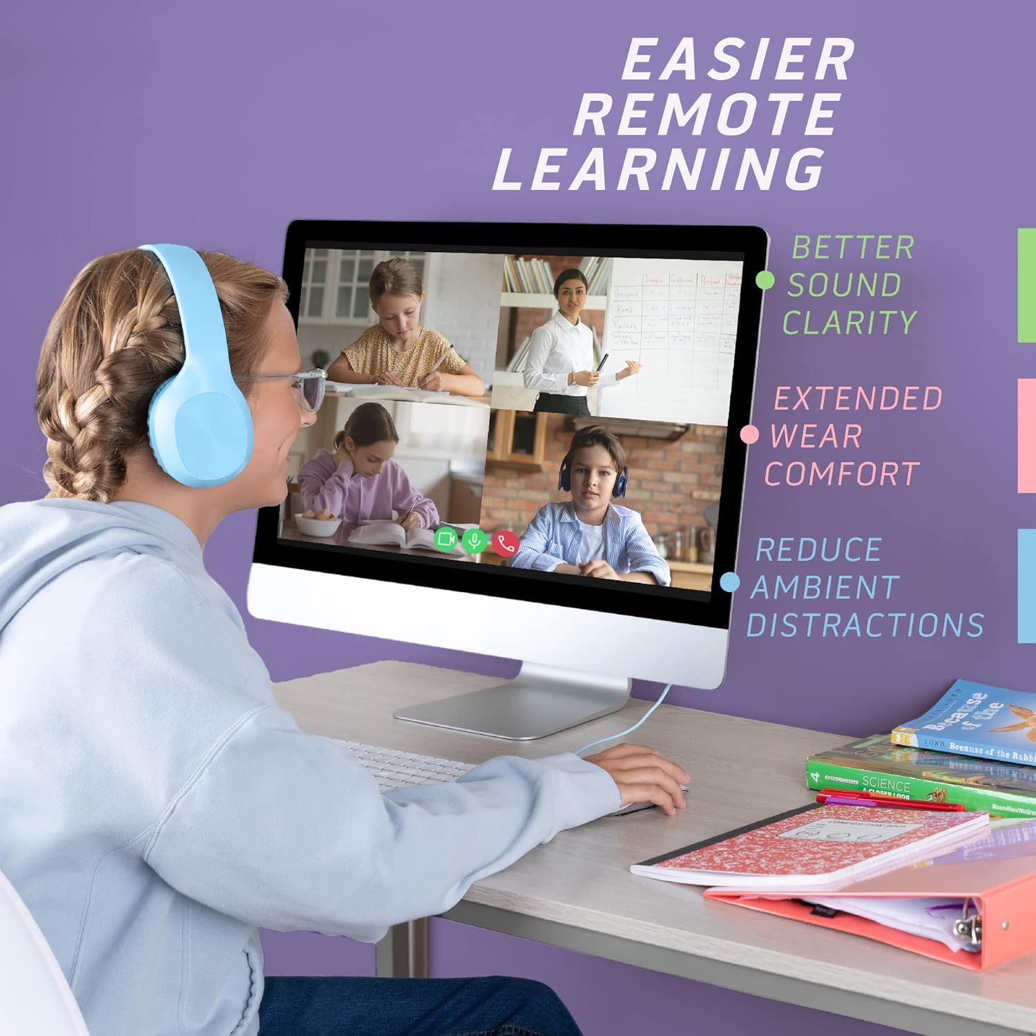 Sonitum Sonitum Kids Headphones for School 5-Pack On-Ear Wired Adjustable Cushioned Mixed Colors - View 7 of 7