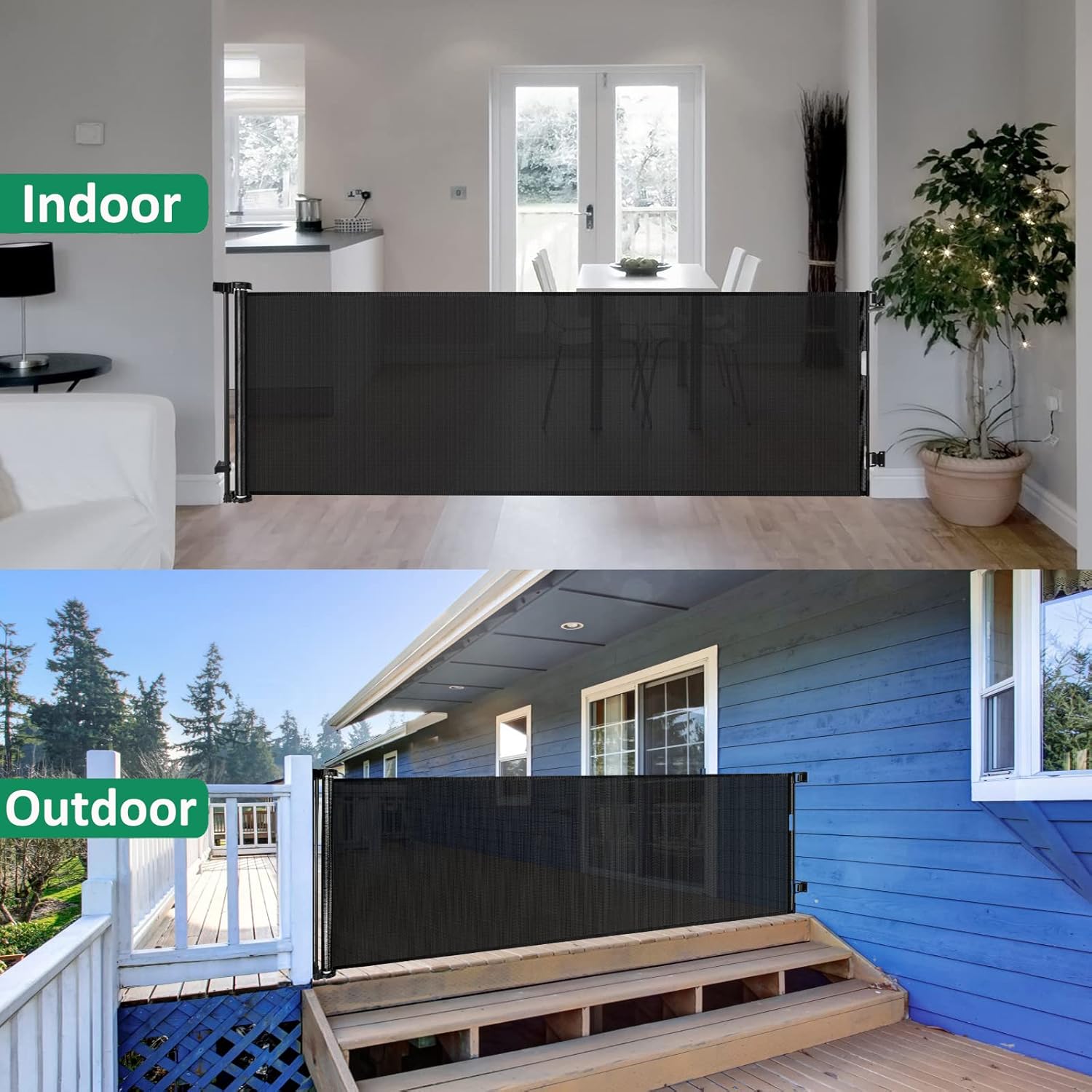 KISKIZ Extra Wide Retractable Baby and Dog Gate for Large Openings Indoor and Outdoor Use - View 2 of 7