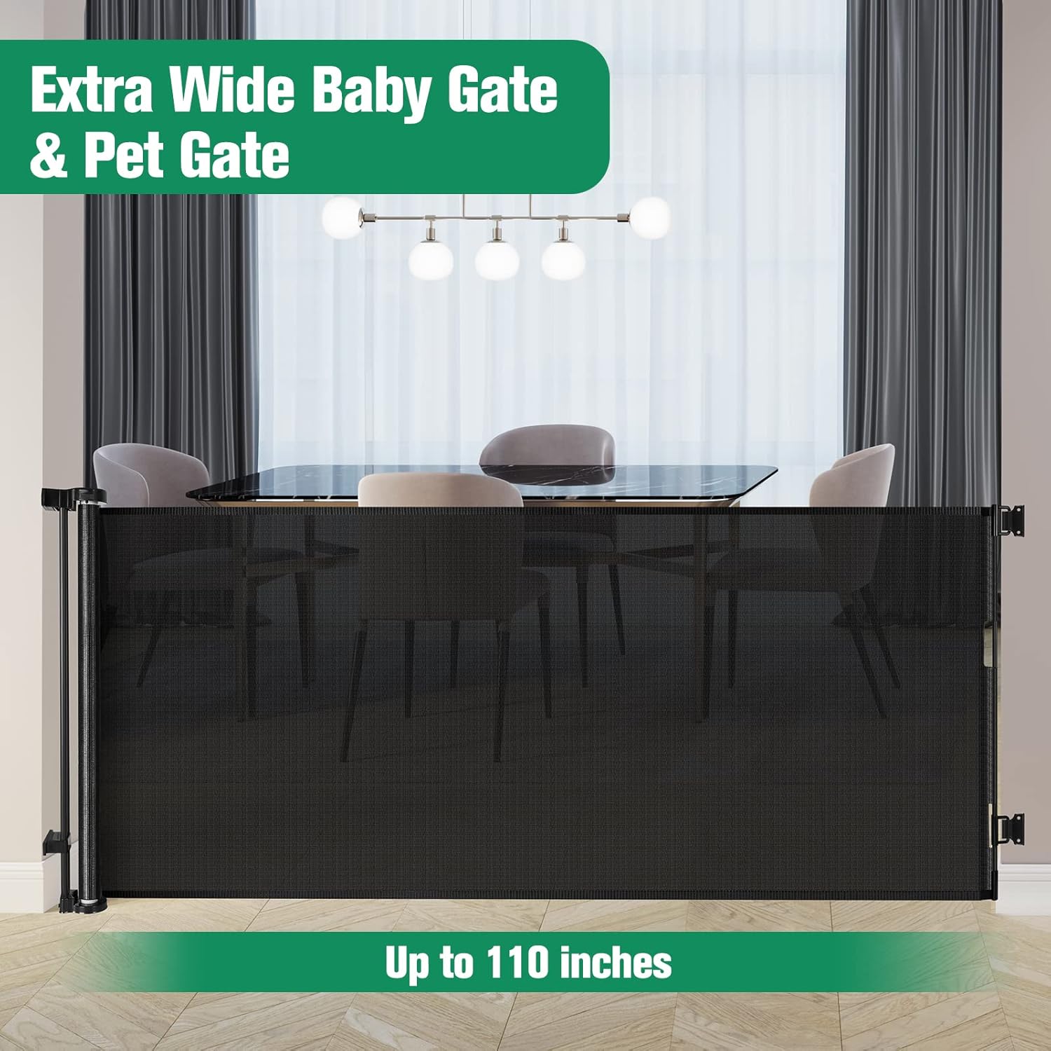 KISKIZ Extra Wide Retractable Baby and Dog Gate for Large Openings Indoor and Outdoor Use - View 3 of 7