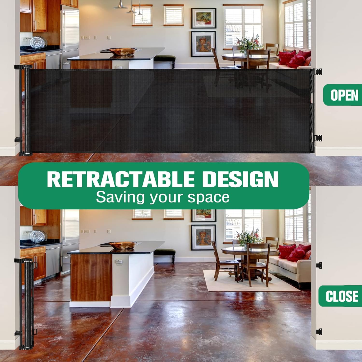 KISKIZ Extra Wide Retractable Baby and Dog Gate for Large Openings Indoor and Outdoor Use - View 4 of 7