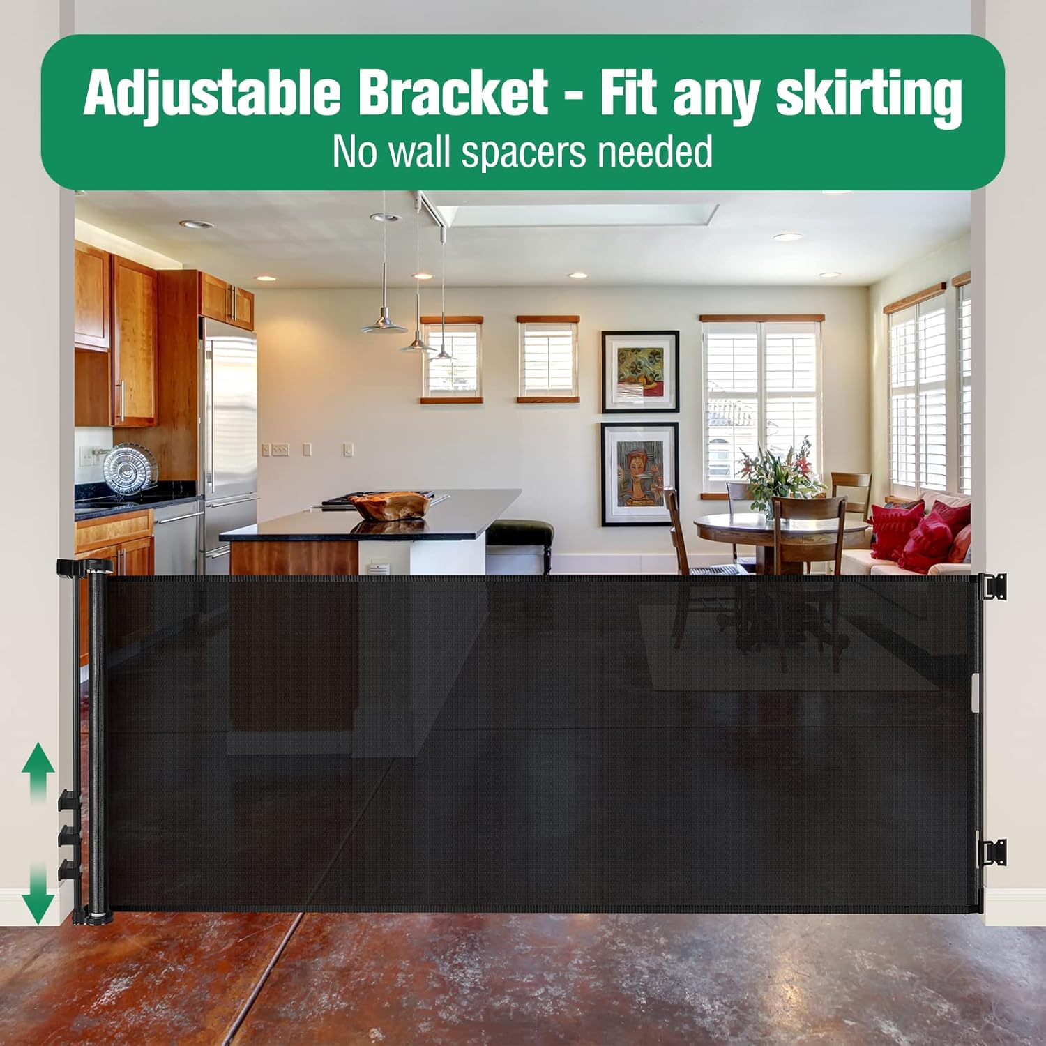 KISKIZ Extra Wide Retractable Baby and Dog Gate for Large Openings Indoor and Outdoor Use - View 6 of 7