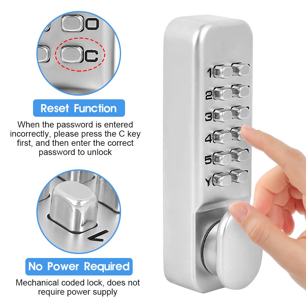 Ejoyous Mechanical Combination Lock Keyless Entry Door Lock 1-11 Digits Code Keypad Deadbolt for Home Gate Kitchen Office Balcony Security - View 2 of 8