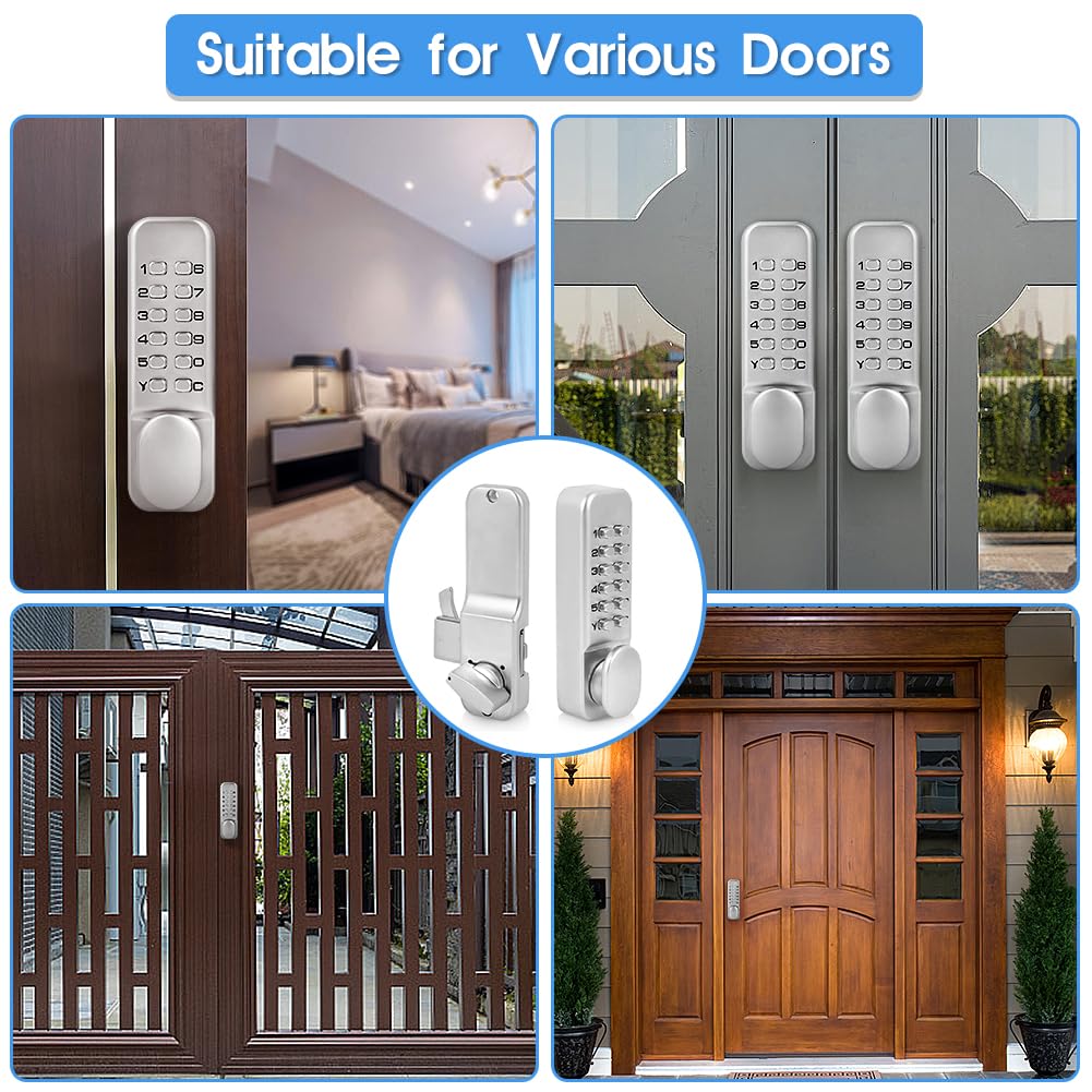 Ejoyous Mechanical Combination Lock Keyless Entry Door Lock 1-11 Digits Code Keypad Deadbolt for Home Gate Kitchen Office Balcony Security - View 6 of 8