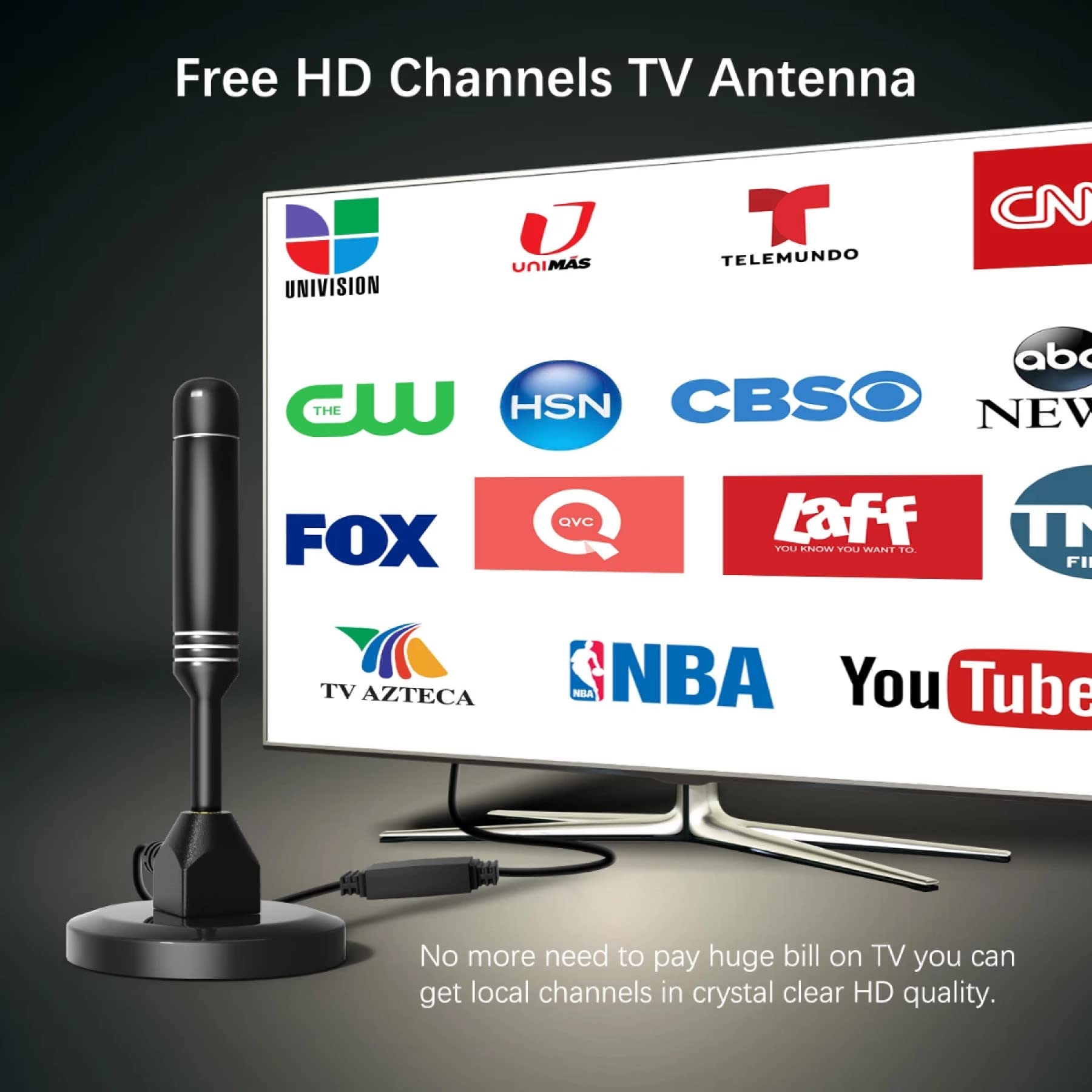 AUTERCO 2025 Upgraded Digital HD TV Antenna Indoor 980 Miles Long Range Signal Booster for Smart TVs Supports 4K 1080p All Models - View 2 of 8