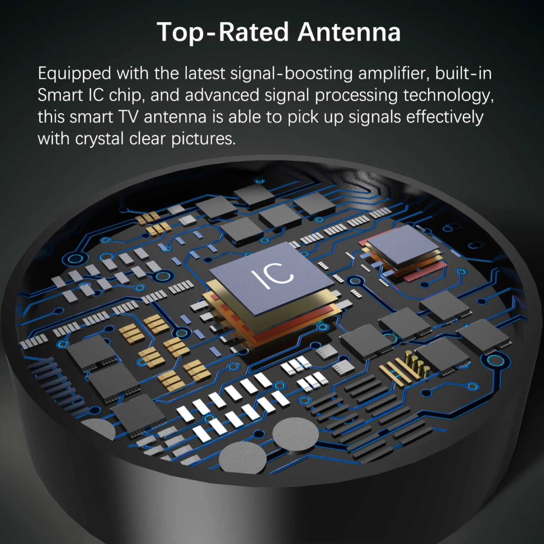 AUTERCO 2025 Upgraded Digital HD TV Antenna Indoor 980 Miles Long Range Signal Booster for Smart TVs Supports 4K 1080p All Models - View 3 of 8