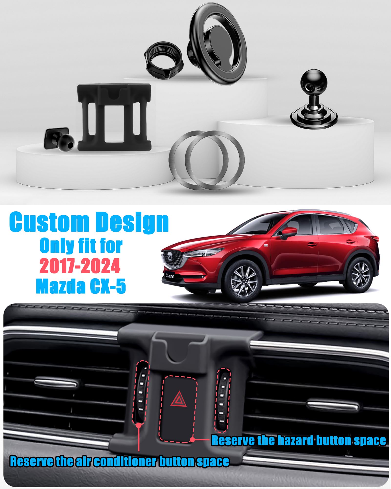 VE VE POWER Car Phone Holder, Air Vent Phone Holder, Car Mount for Mazda CX5 2017-2024, Magsafe Magnetic Navigation Stand Fit for iPhone 15 14 13 12 - View 3 of 6