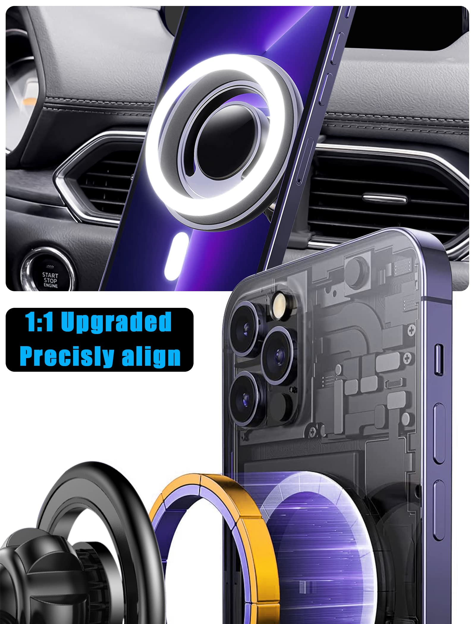 VE VE POWER Car Phone Holder, Air Vent Phone Holder, Car Mount for Mazda CX5 2017-2024, Magsafe Magnetic Navigation Stand Fit for iPhone 15 14 13 12 - View 5 of 6