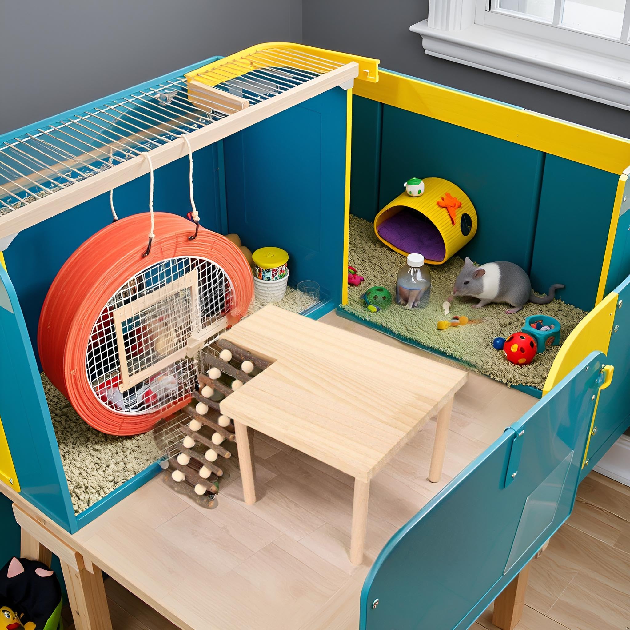 Pssopp Hamster Wooden Standing Board Climbing Ladder Toy for Hamsters Guinea Pigs Chinchillas Gerbils Cage Accessories - View 2 of 9